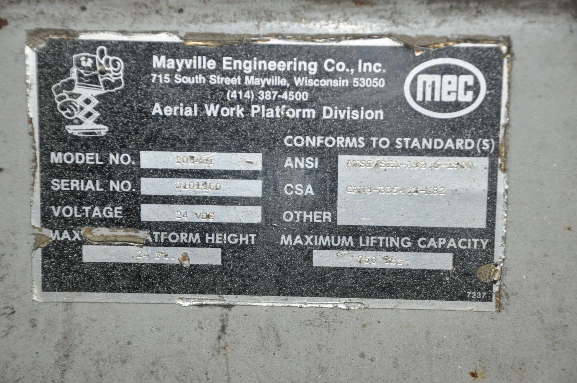 MEC Model 2034HT 24' Max Height X 750-LB Capacity Electric Scissor Lift, S/N 9101960, Extendable - Image 5 of 5
