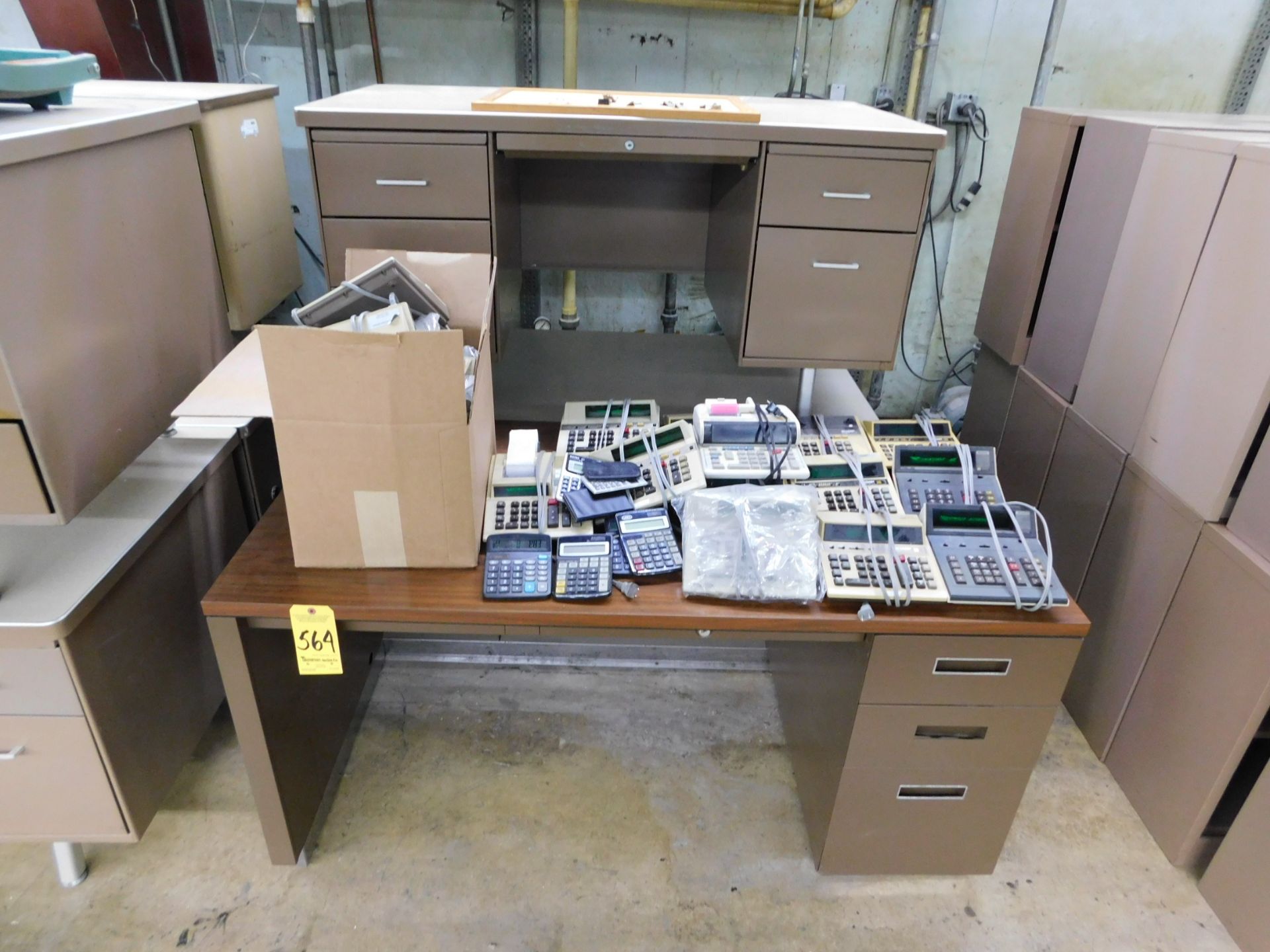 (3) Desks, Calculators, Etc.