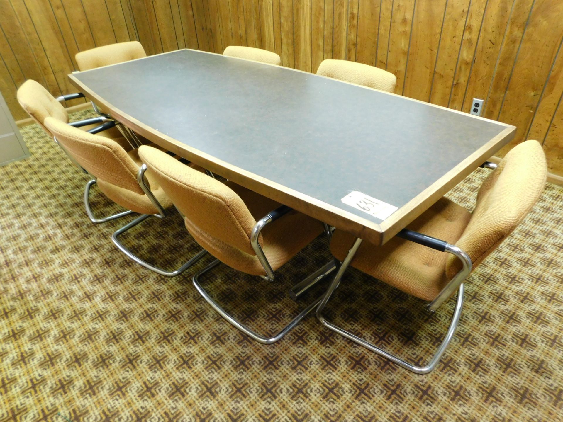 Conference Table and Chairs, 8' X 42", Boat Shaped