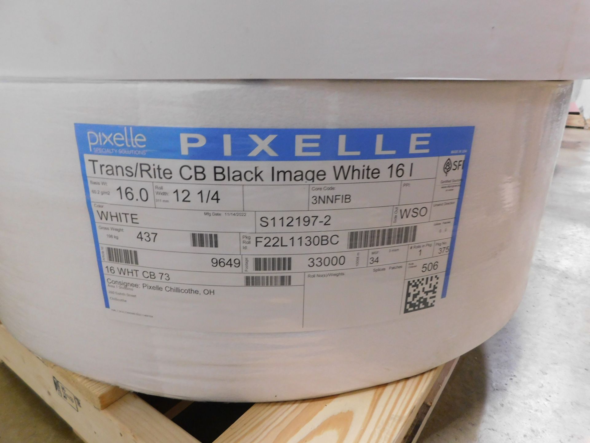 Pixelle Trans/White CB Black Image, White 16, 12 1/2", New, and (2) Partial Rolls, White - Image 3 of 3