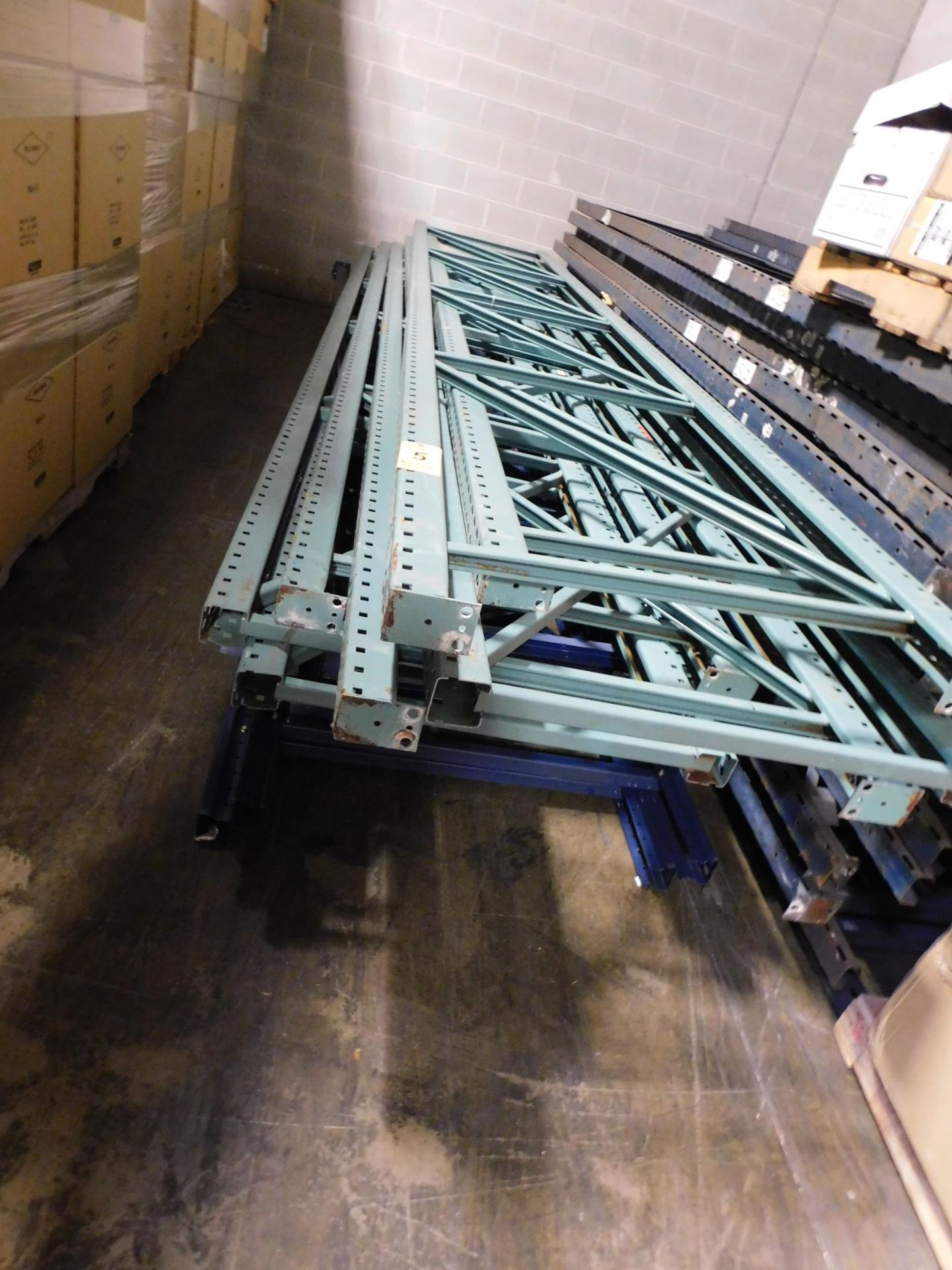 (50) Sections of Dissembled Pallet Racking, Two Shelves, (59) Uprights 3' x 17', (5) Uprights 42" - Image 9 of 12