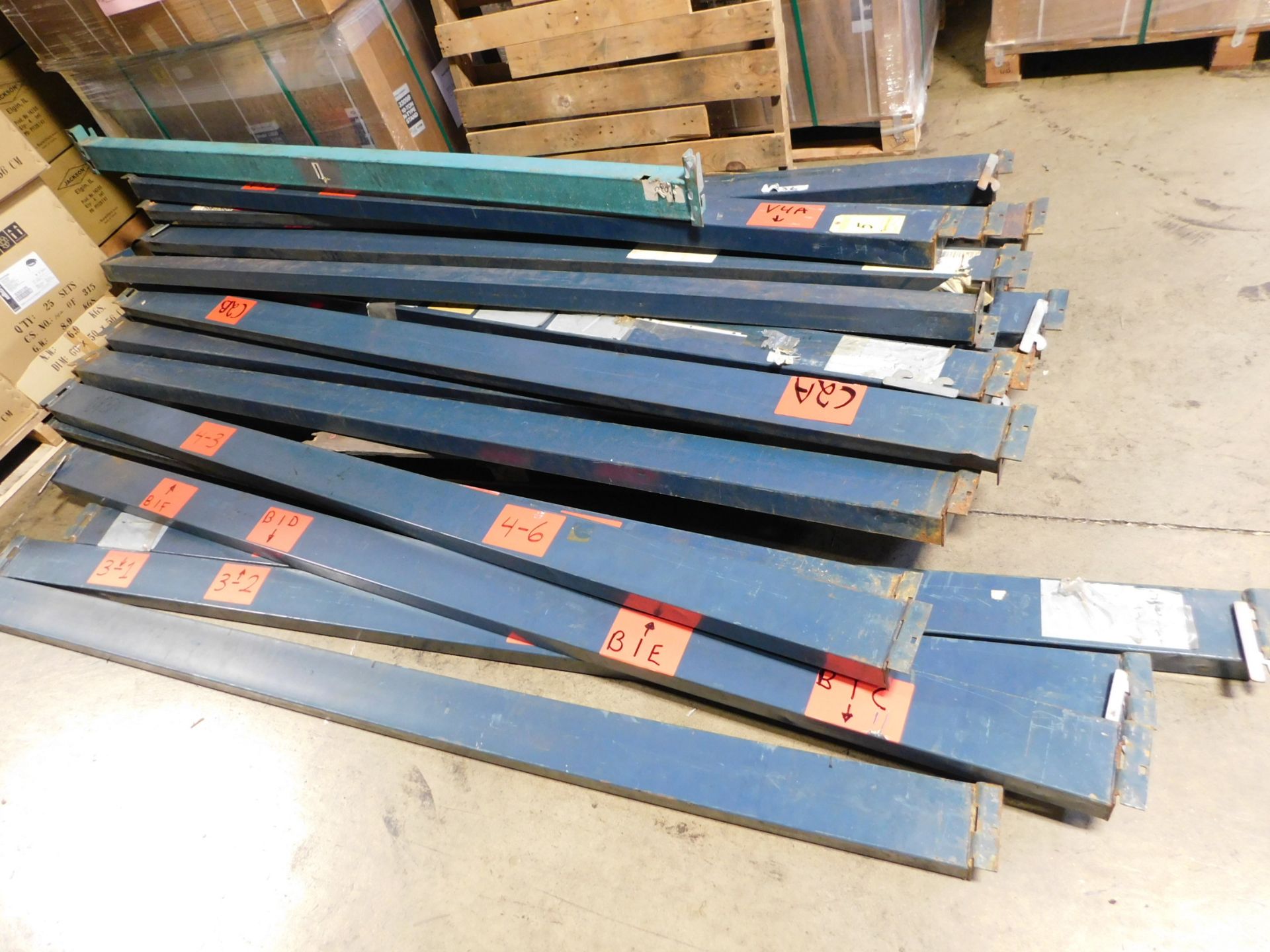 (50) Sections of Dissembled Pallet Racking, Two Shelves, (59) Uprights 3' x 17', (5) Uprights 42" - Image 4 of 12