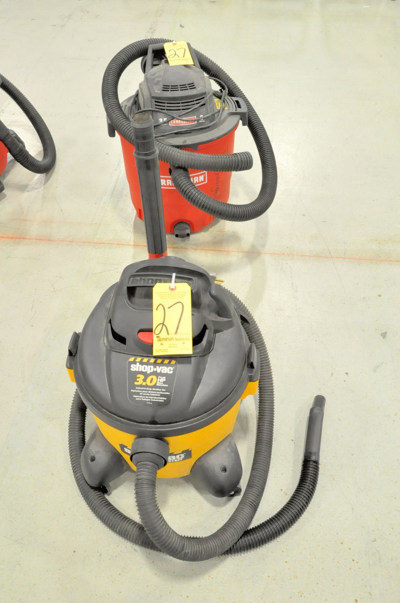 Lot-(1) Shop Vac Brand and (1) Craftsman Portable Shop Vacs with Hoses