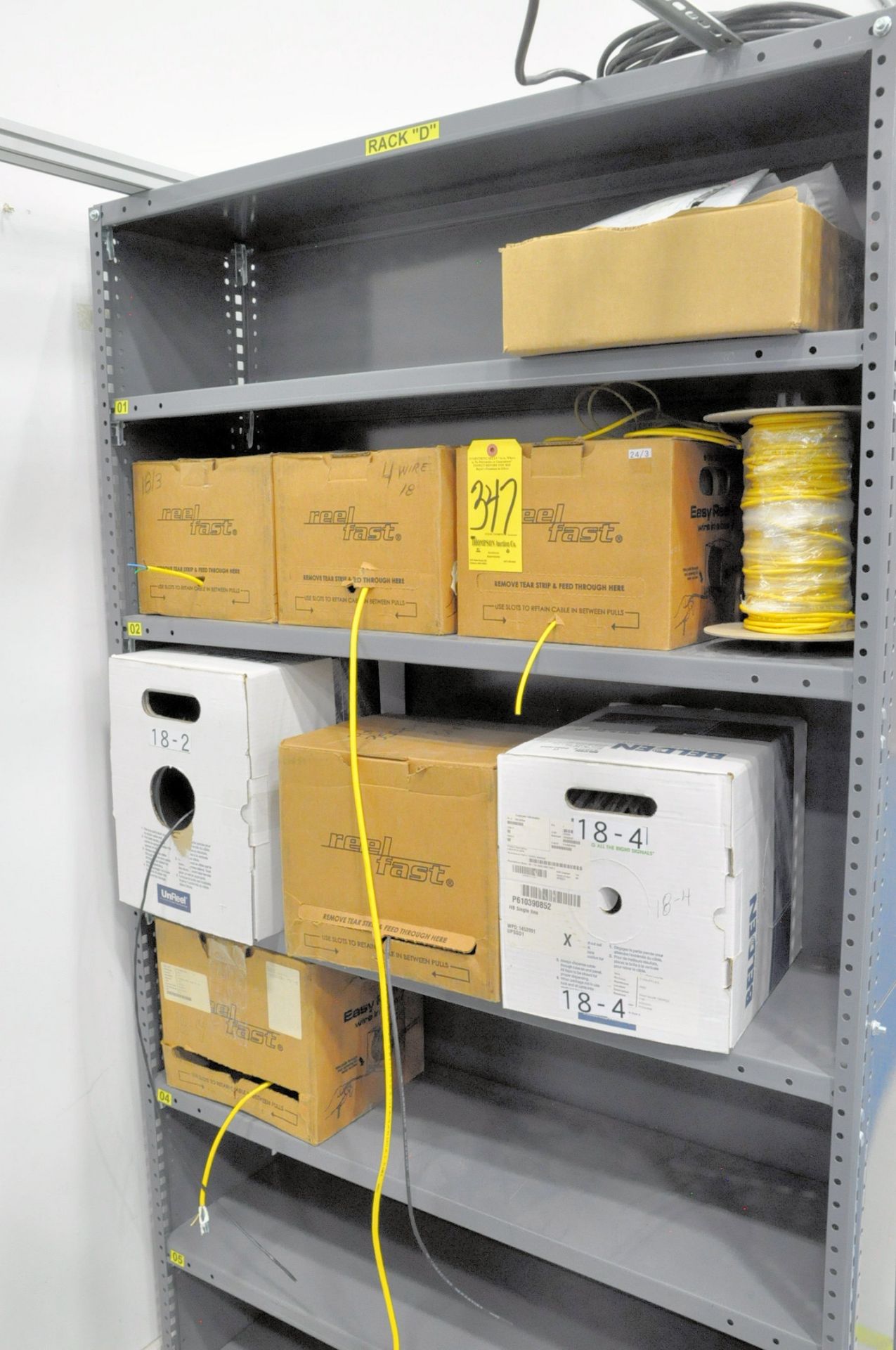 Lot-Communication Cables in (1) Section, (Shelving Not Included)