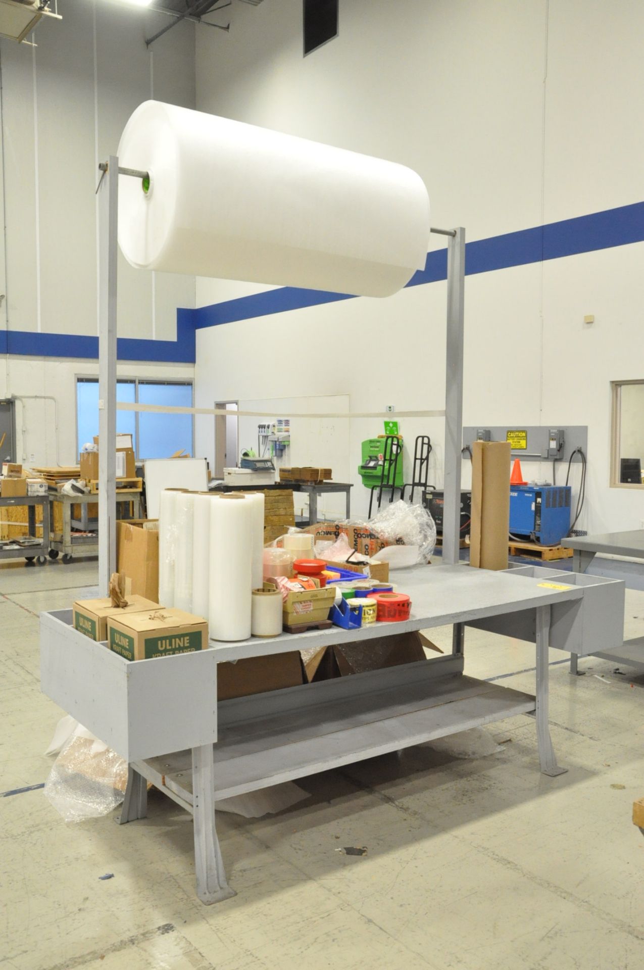 Lot-Packing Materials and Supplies, Wood Bench, Steel Bench, Forman's Desk, and Cart - Image 2 of 6