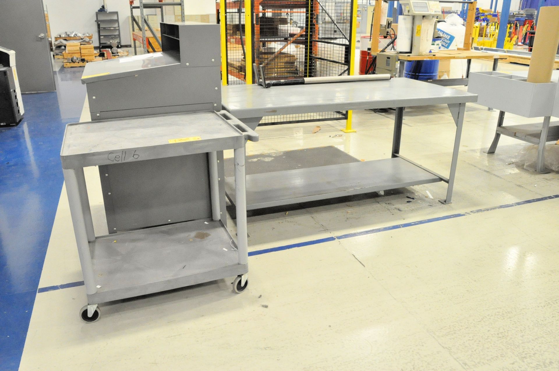 Lot-Packing Materials and Supplies, Wood Bench, Steel Bench, Forman's Desk, and Cart - Image 6 of 6