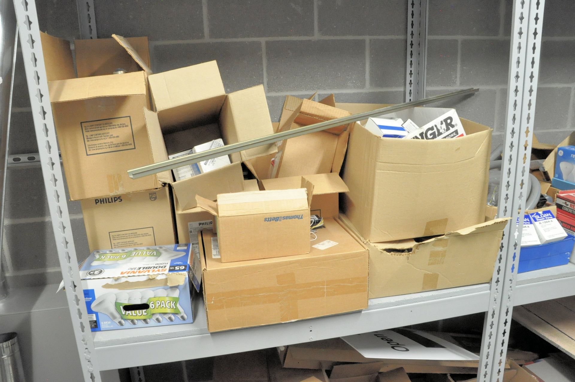 Lot-Lights, Ballasts and Fittings with (2) Sections Shelving in Storeroom - Image 5 of 6