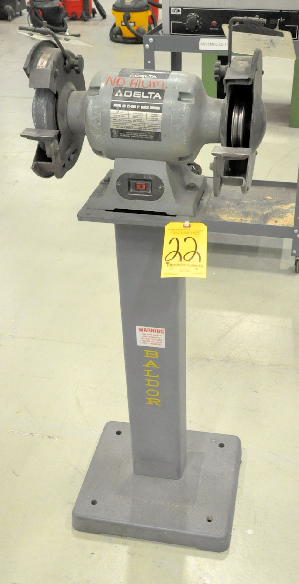 Delta Model 23-880, 8" x 1/2-HP Double End Pedestal Type Grinder, S/n P9424