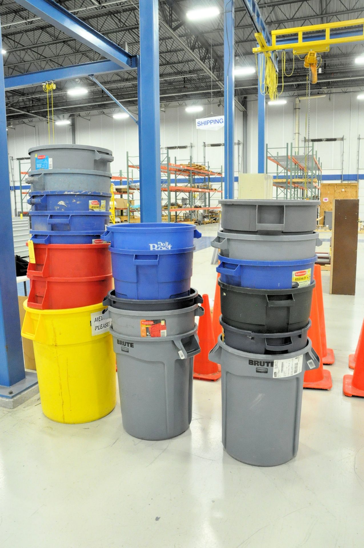Lot-(19) Rubbermaid Style Garbage Cans in (3) Stacks