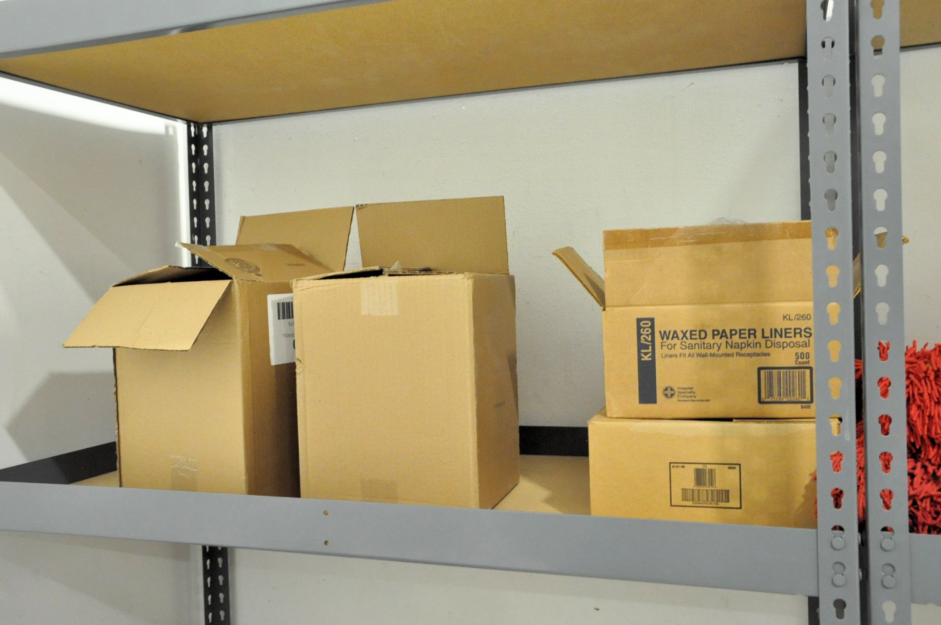 Lot-Various Janitorial Supplies with 4-Sections Shelving in (1) Storeroom - Image 6 of 8