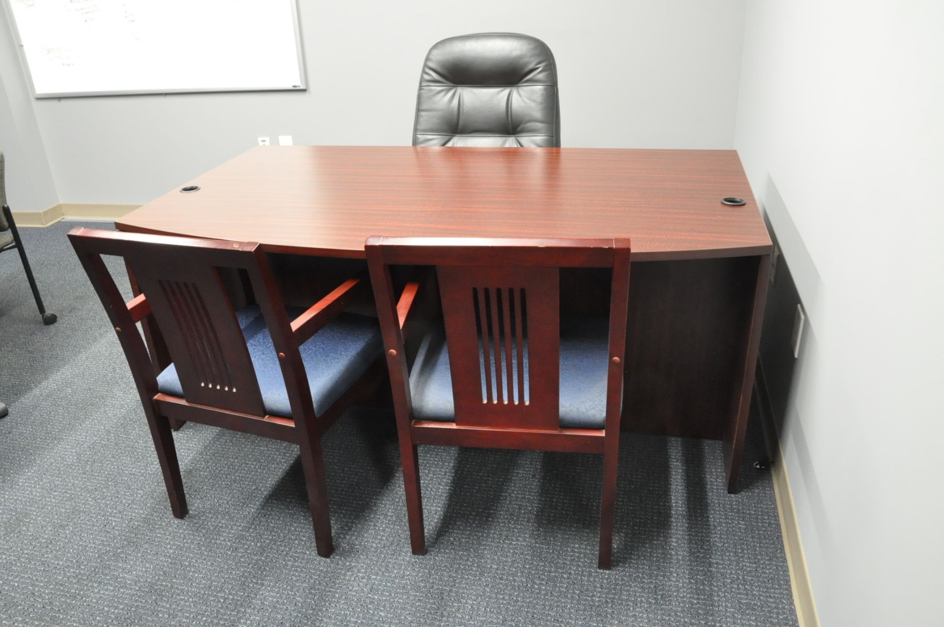 Lot-Desk, (7) Chairs, Table, Bookcase, Lateral File Cabinet and Dry Erase Board in (1) Office