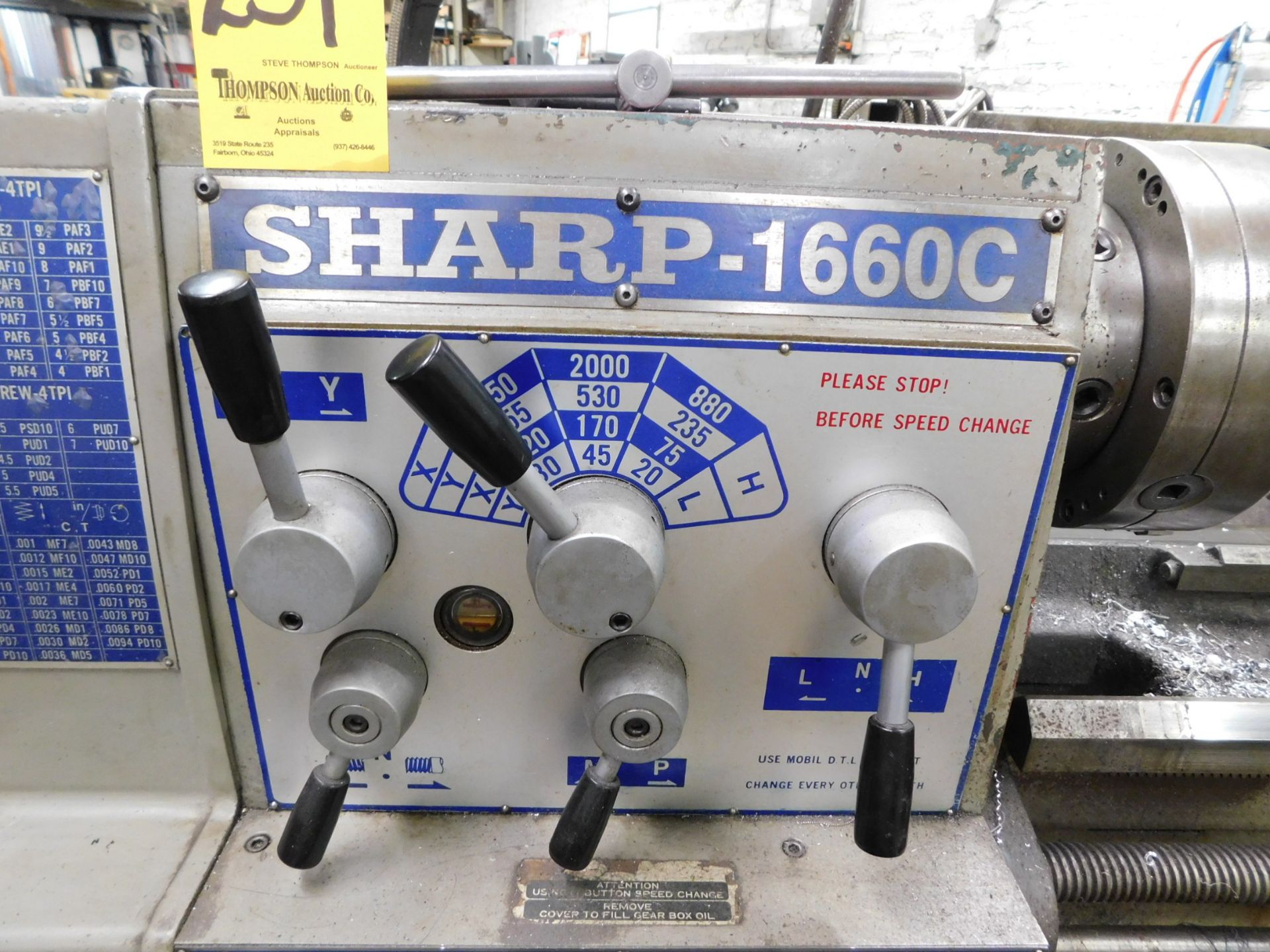 Sharpe 1660C Gap Bed Engine lathe,16X60", Quick Change Toolpost, Inch/Metric,3' Through Hole, 10"3 - Image 11 of 14