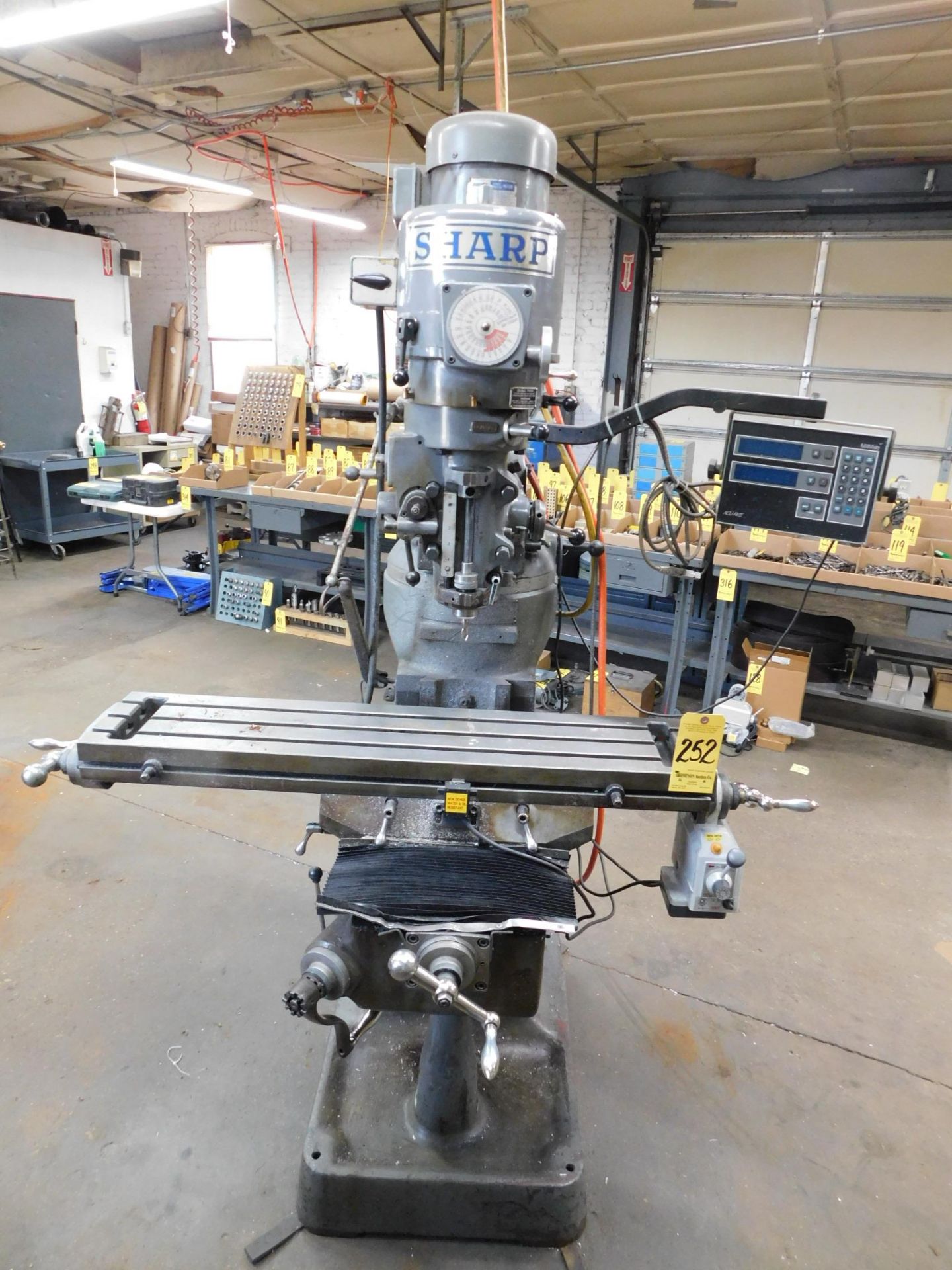 Sharpe Variable Speed Vertical Mill, 9X42" Table, Power feed Table, ACU-RITE Millrite DRO - Image 3 of 11