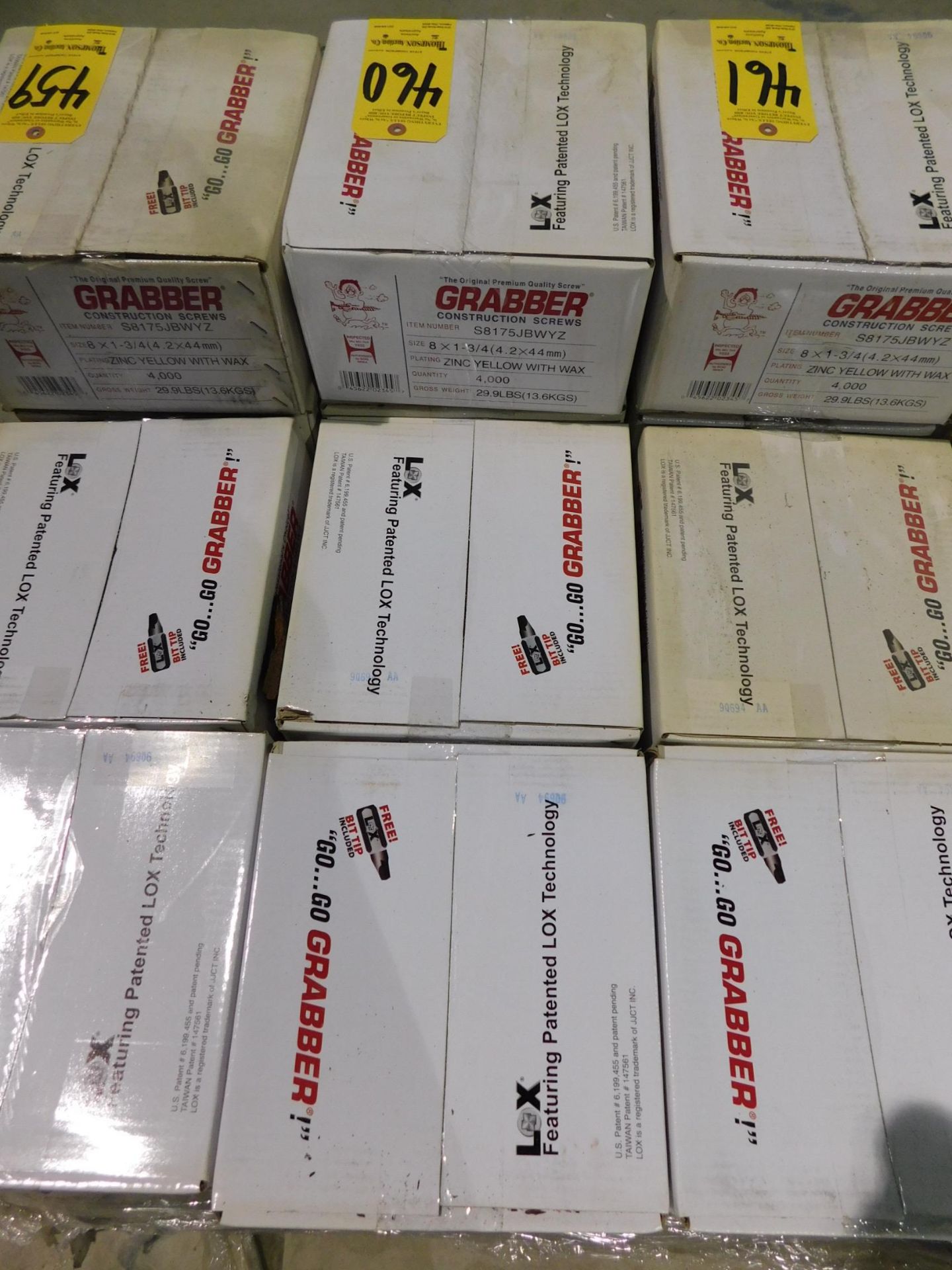 Grabber S8175JBWYZ Screws, 8 X 1 3/4", (7) Cases, 4,000 Per Case