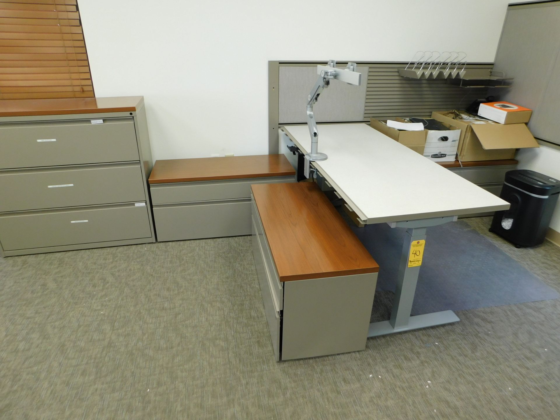 (1) 3 Drawer Lateral File Cabinet, (3) 2 Drawer Lateral File Cabinets, Paper Shredder, Misc. Phones,