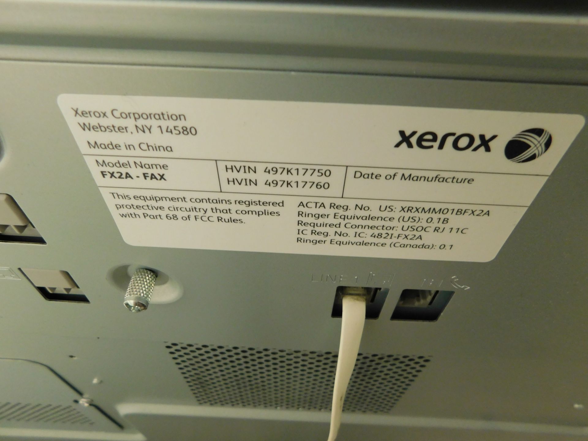 Xerox Model FX2A - FAX, Location 1 - 1100 Tower Dr., Fort Loramie, OH 45845 - Image 2 of 4