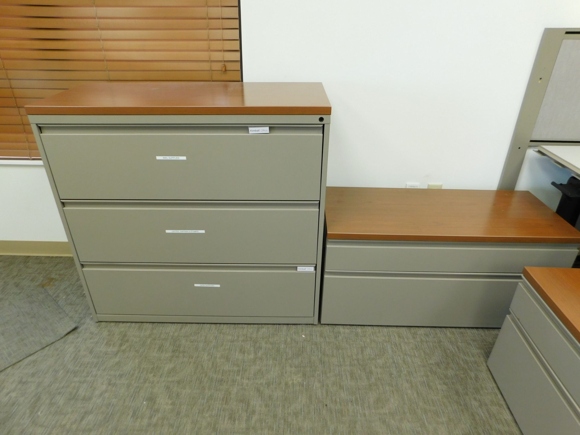 (1) 3 Drawer Lateral File Cabinet, (3) 2 Drawer Lateral File Cabinets, Paper Shredder, Misc. Phones, - Image 2 of 6