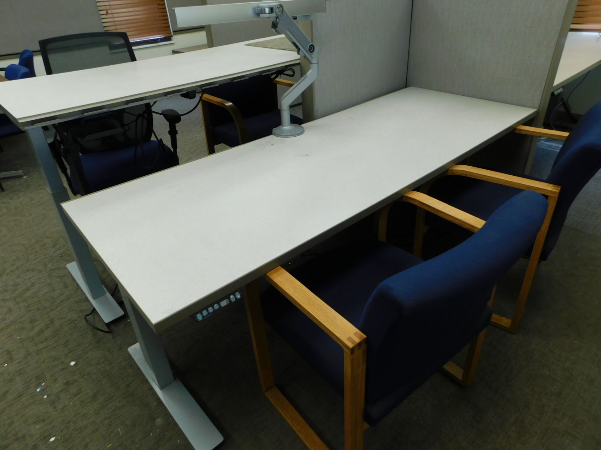 (4) Desk Control 520 Electric Height Control Adjustable Desks, (4) Chairs, (2) 2 Drawer Lateral File - Image 6 of 7