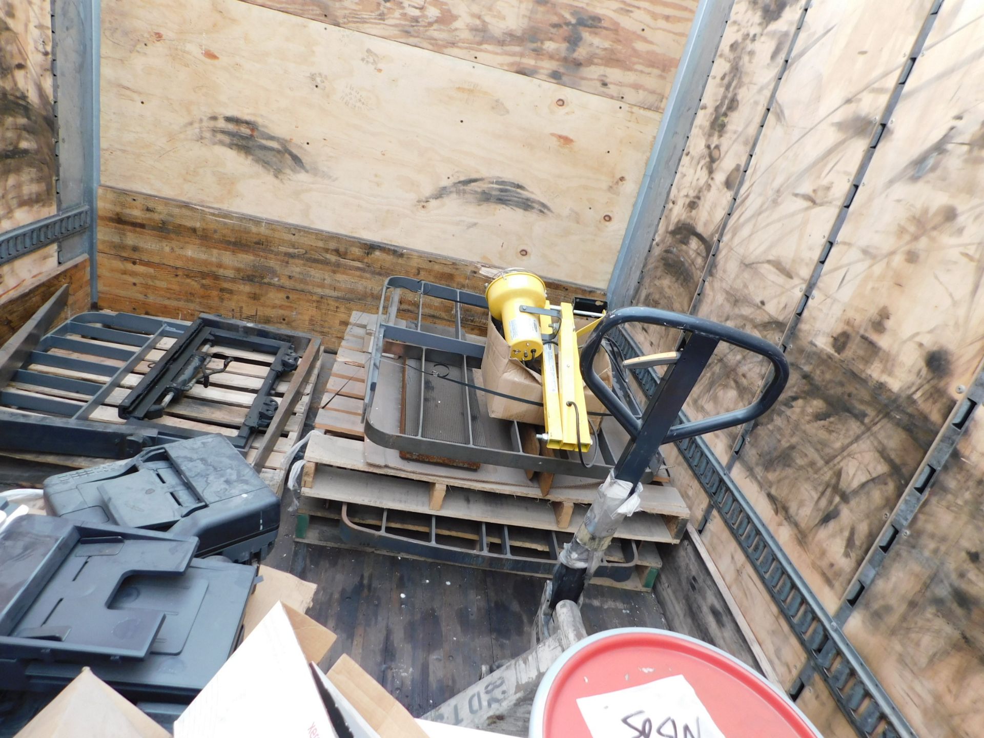 (9) Crown Pallet Jacks, Forklift Forks & Guards, Misc. Pallets of Warehouse Equipment, Location - Image 11 of 13