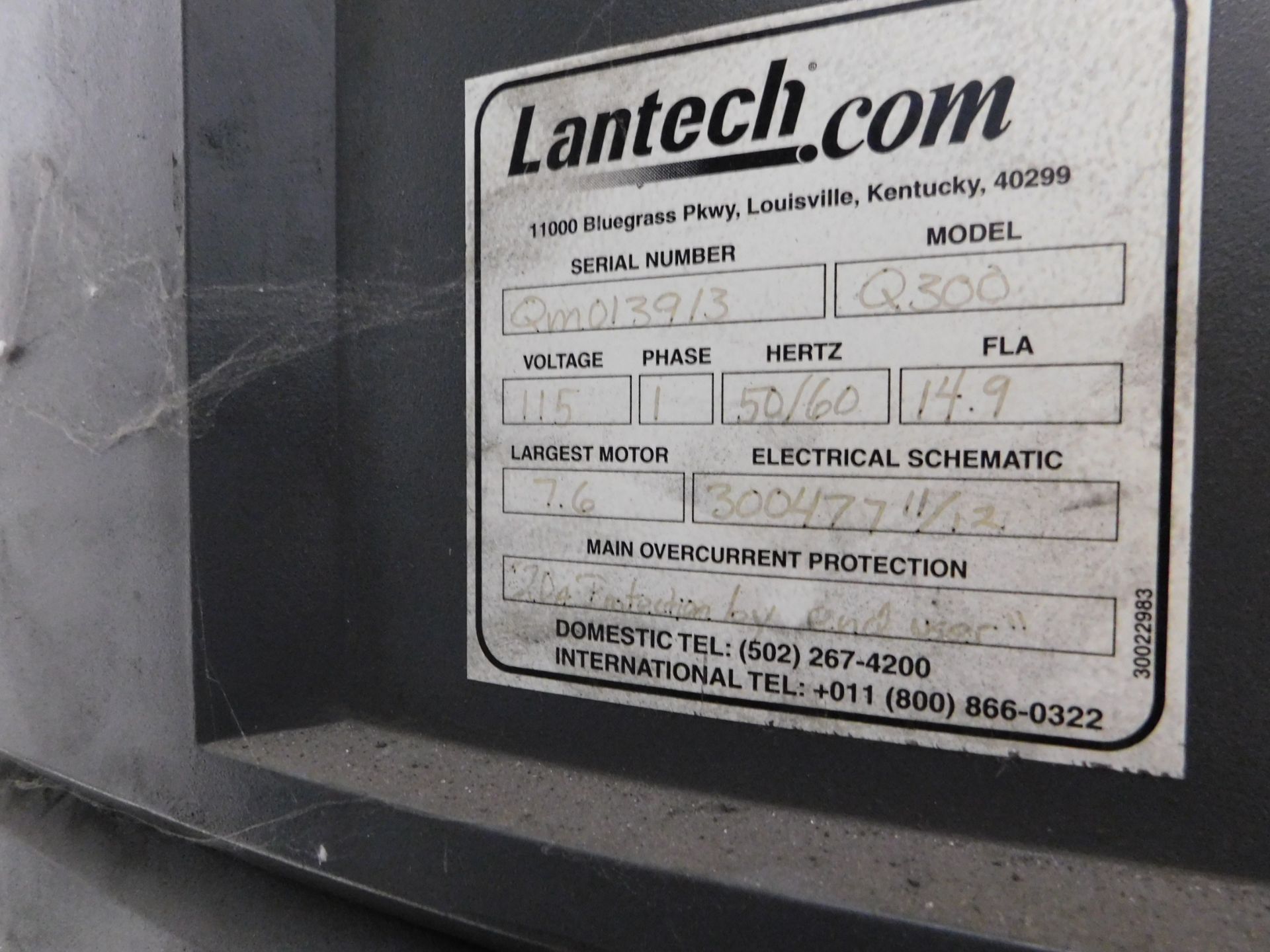 Lantech Model Q300 Pallet Wrapper, s/n QM013913, Comes with 8+ Rolls of Wrap, Location 1 - 1100 - Image 2 of 7