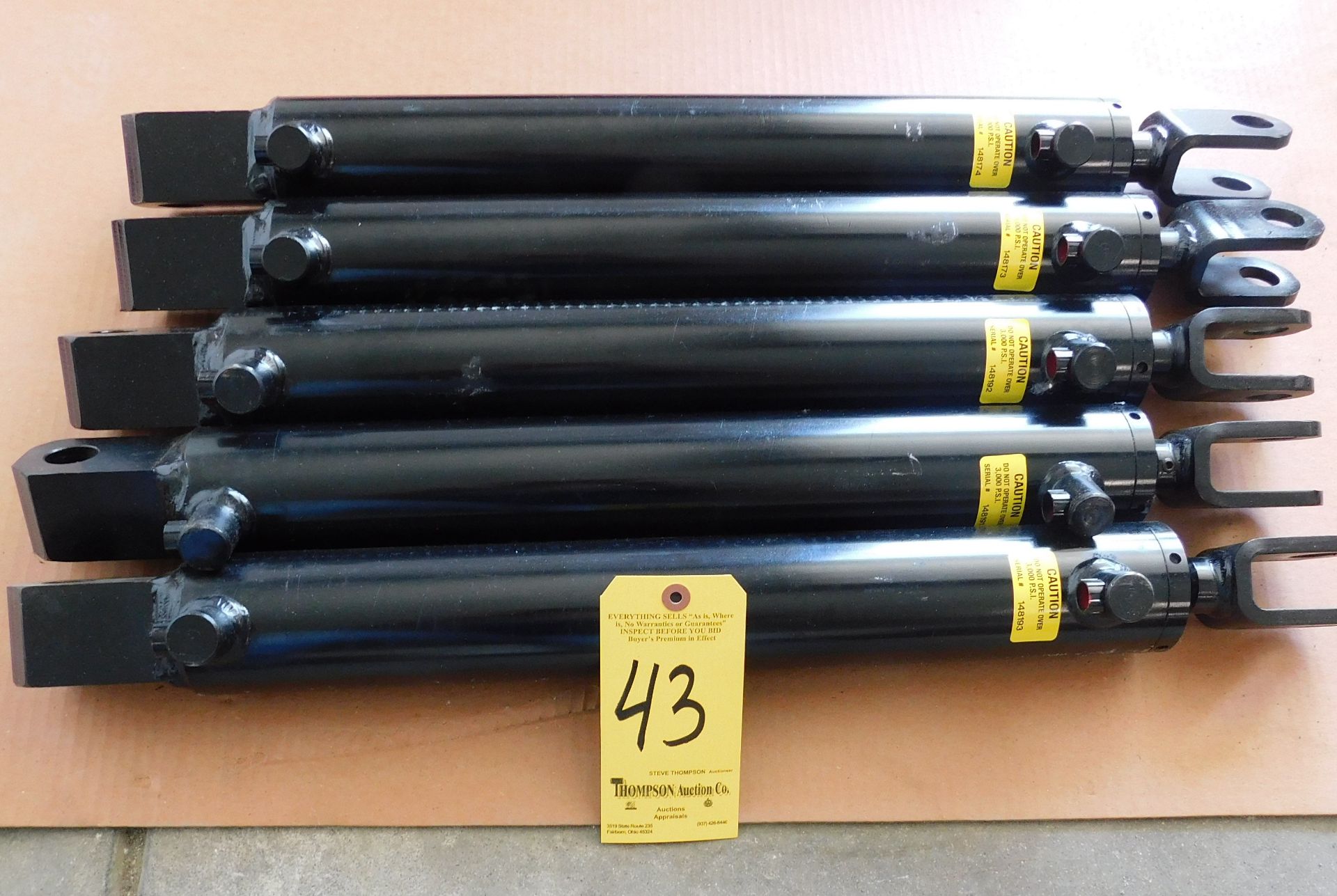 (5) Best Metal Prducts Double Acting Hydraulic Cylinders, Part #A-250-16.00 TL, 3,000 Max. PSI,