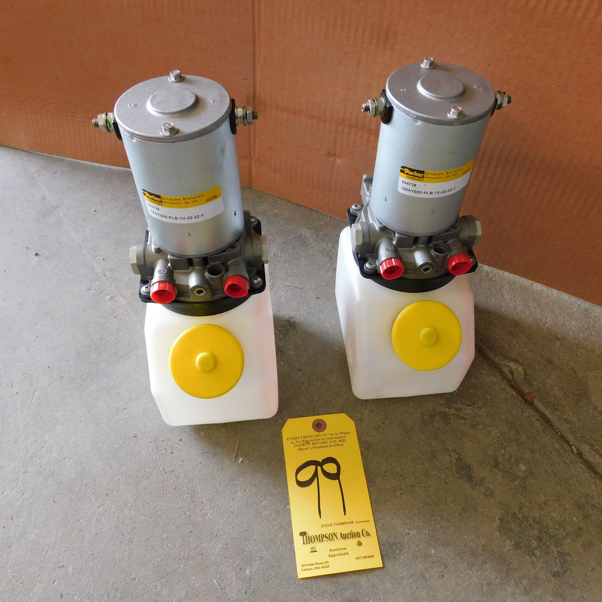 (2) Parker/Oildyne Series 644738, Model 165AYS50-PLB-1V-22-22-Y Hydraulic Power Units, New Stock