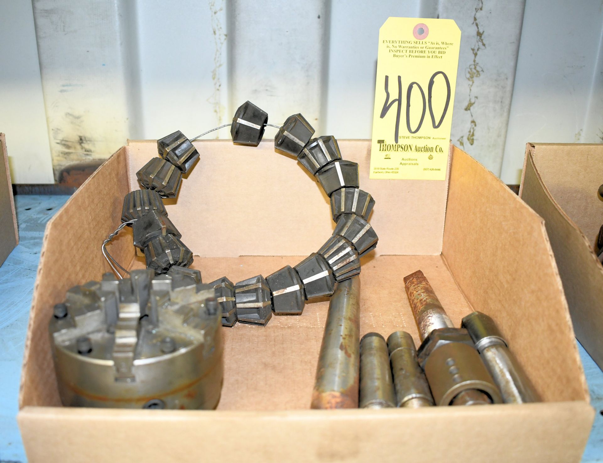 Lot-(1) 4" 4-Jaw Chuck and Various Rubberflex Collets in (1) Box, (Container 1)