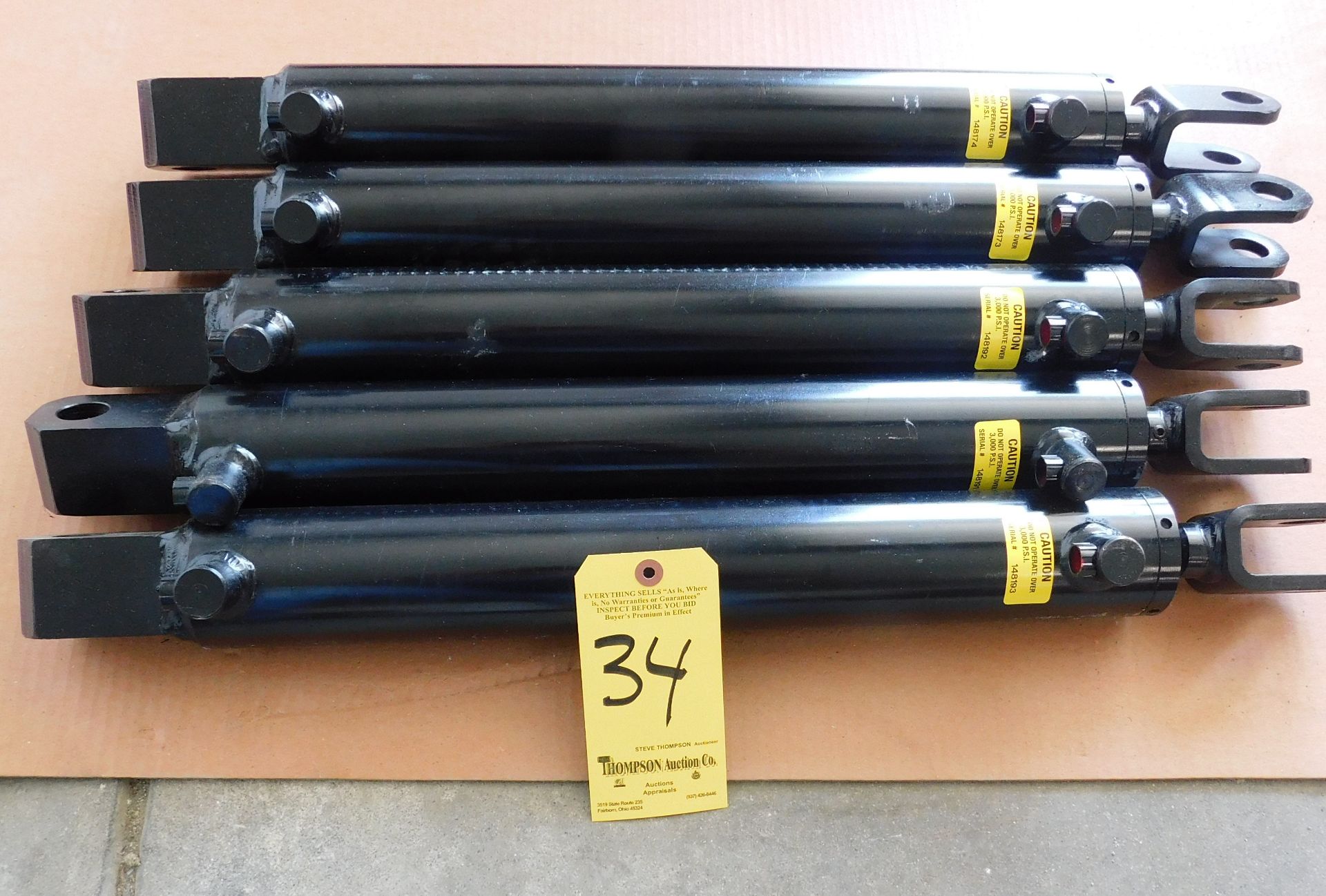 (5) Best Metal Prducts Double Acting Hydraulic Cylinders, Part #A-250-16.00 TL, 3,000 Max. PSI,