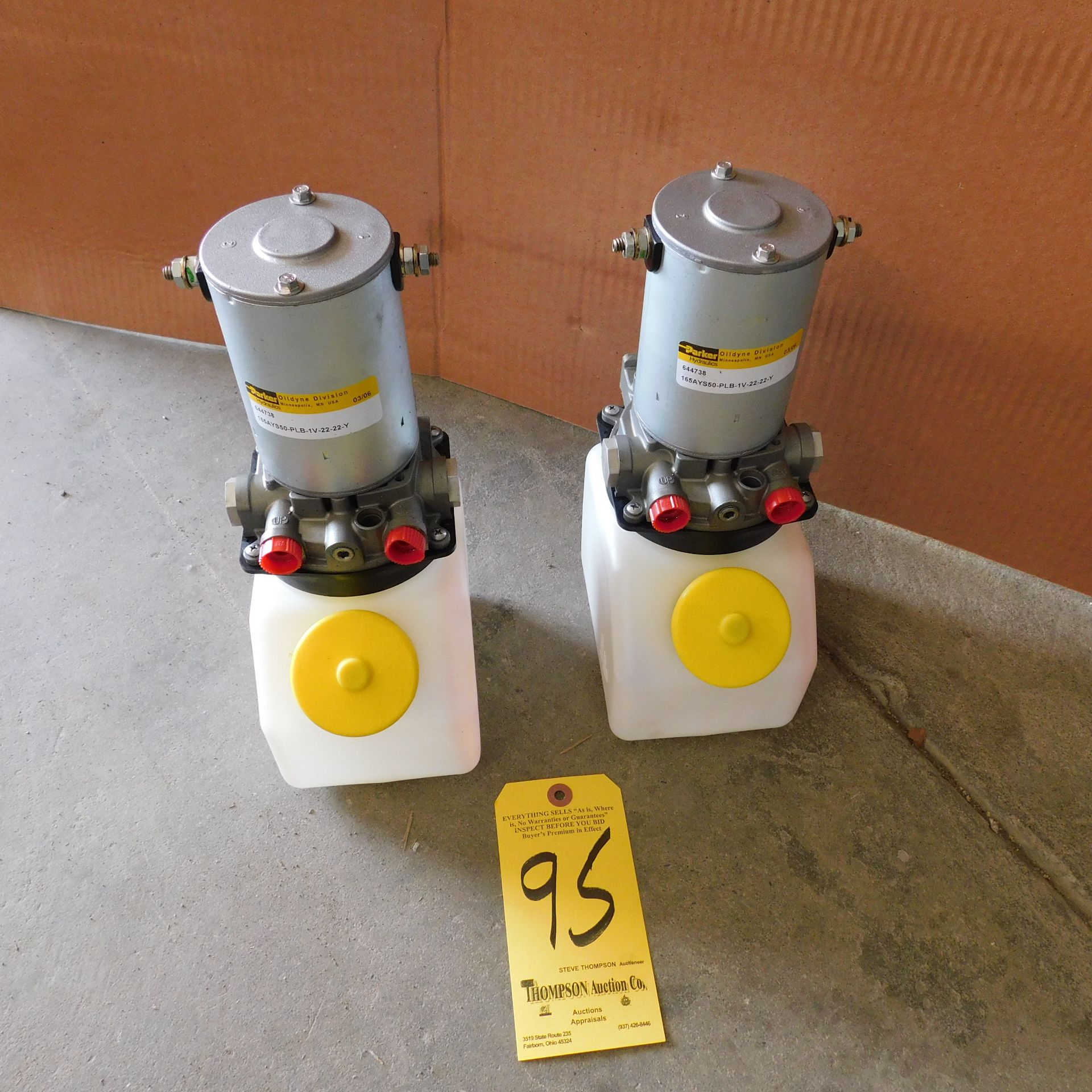 (2) Parker/Oildyne Series 644738, Model 165AYS50-PLB-1V-22-22-Y Hydraulic Power Units, New Stock