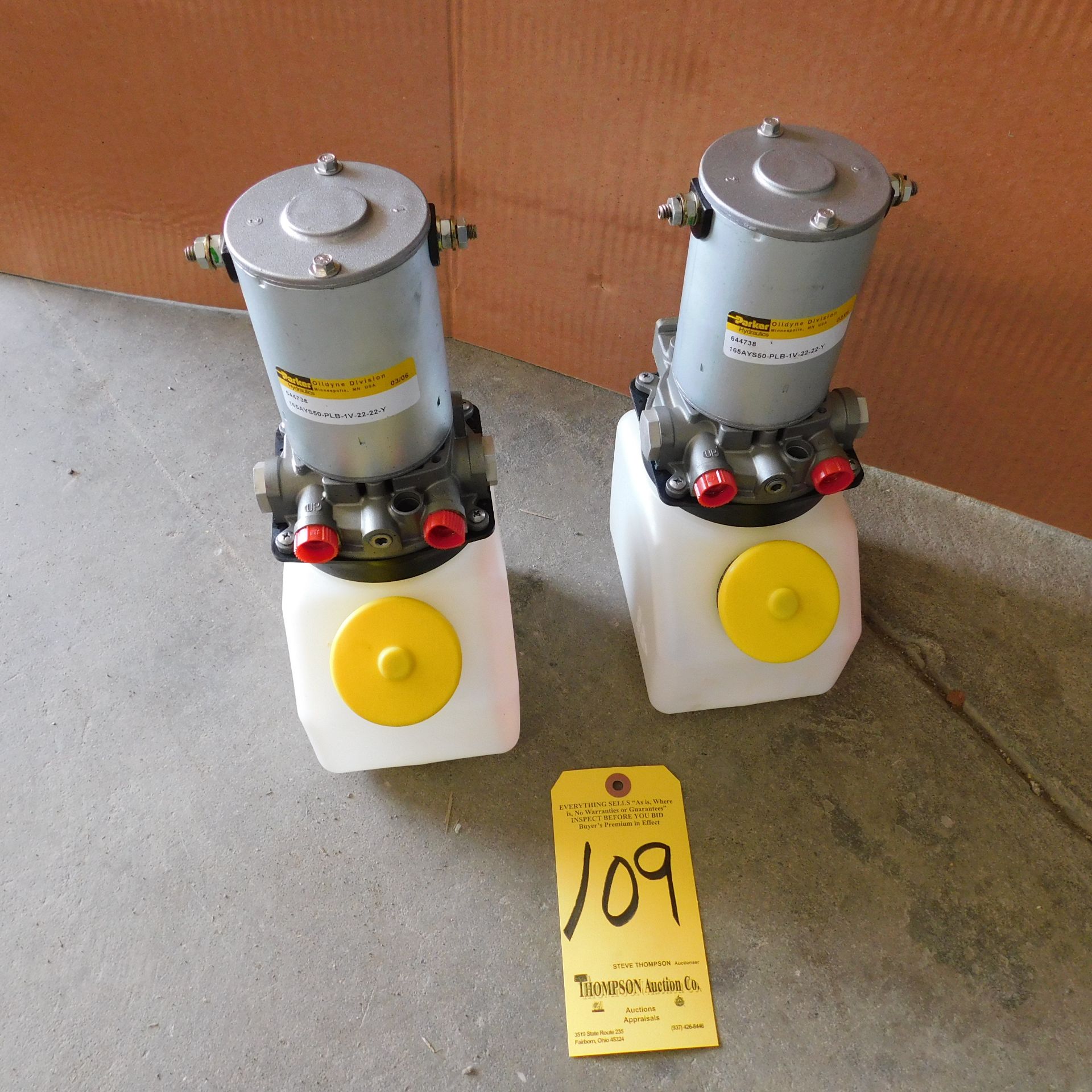 (2) Parker/Oildyne Series 644738, Model 165AYS50-PLB-1V-22-22-Y Hydraulic Power Units, New Stock