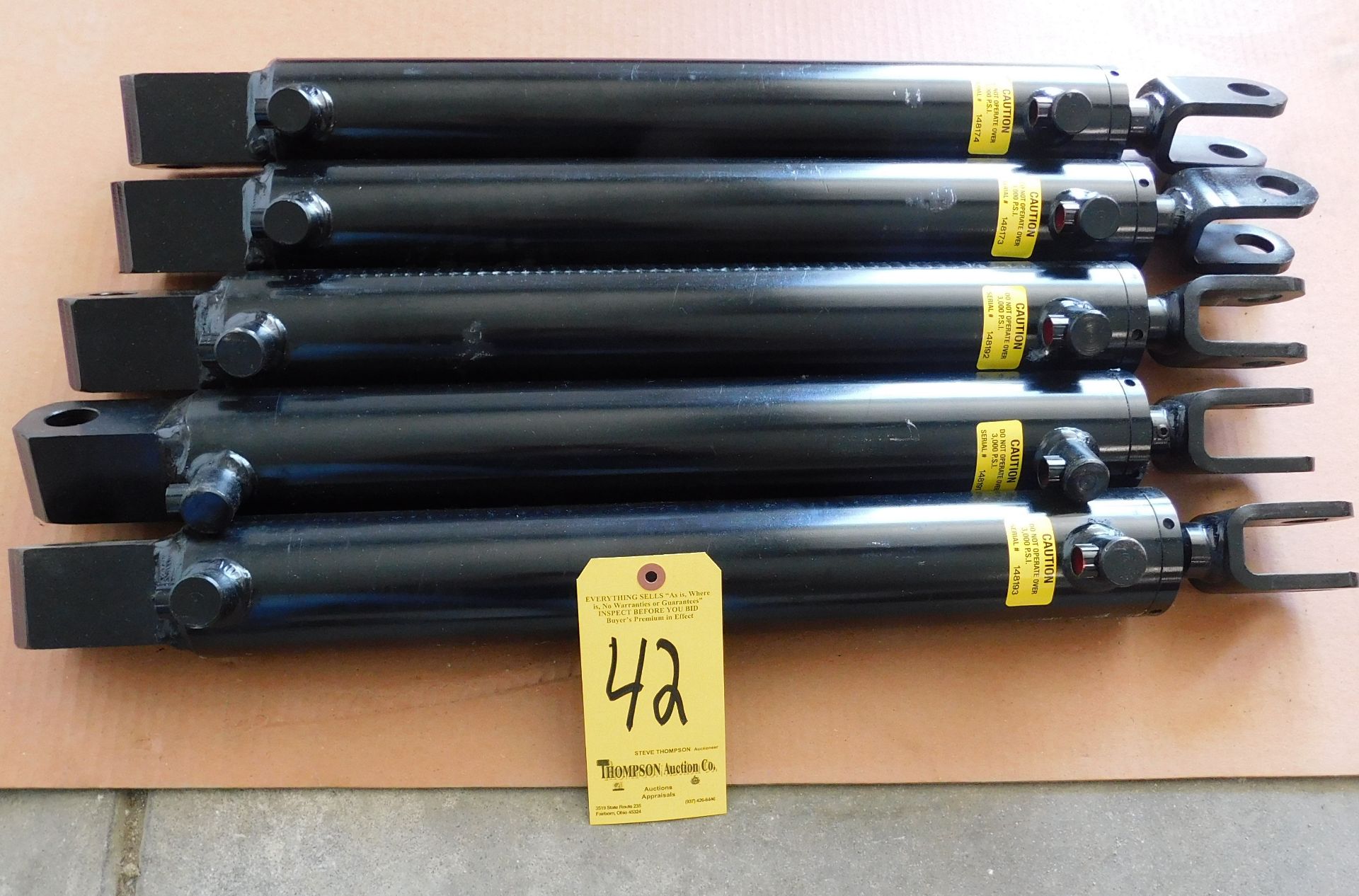 (5) Best Metal Prducts Double Acting Hydraulic Cylinders, Part #A-250-16.00 TL, 3,000 Max. PSI,