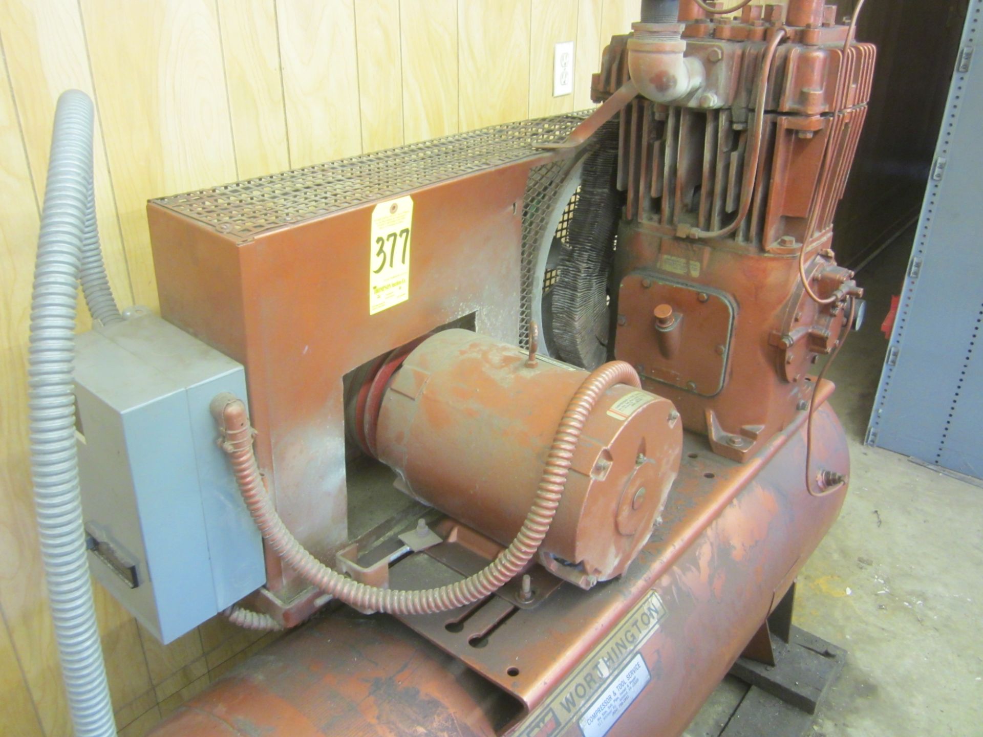 Worthington 10 HP Tank Mounted Air Compressor, s/n 549348LS, 3 Phase - Image 3 of 4