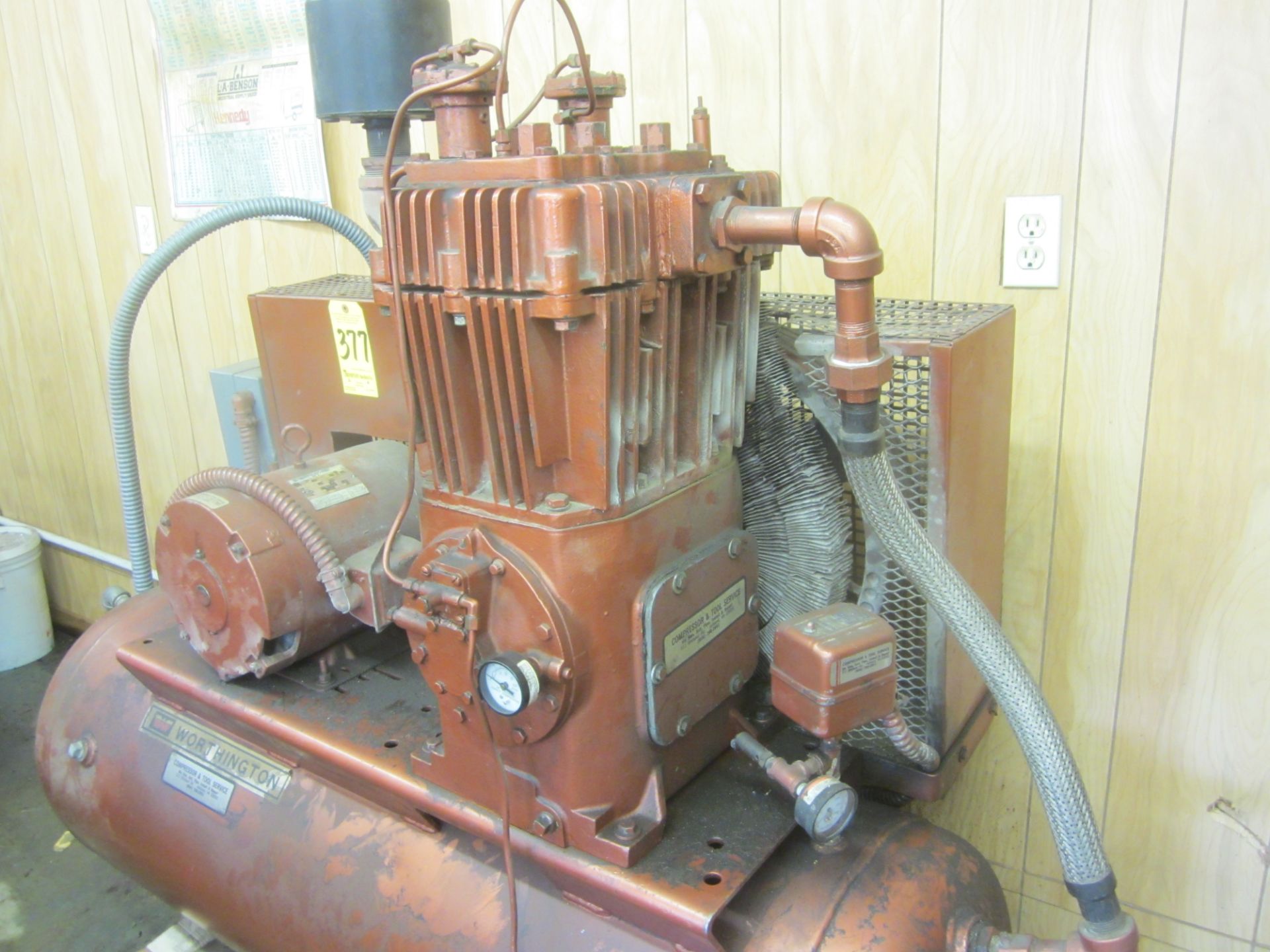 Worthington 10 HP Tank Mounted Air Compressor, s/n 549348LS, 3 Phase - Image 2 of 4