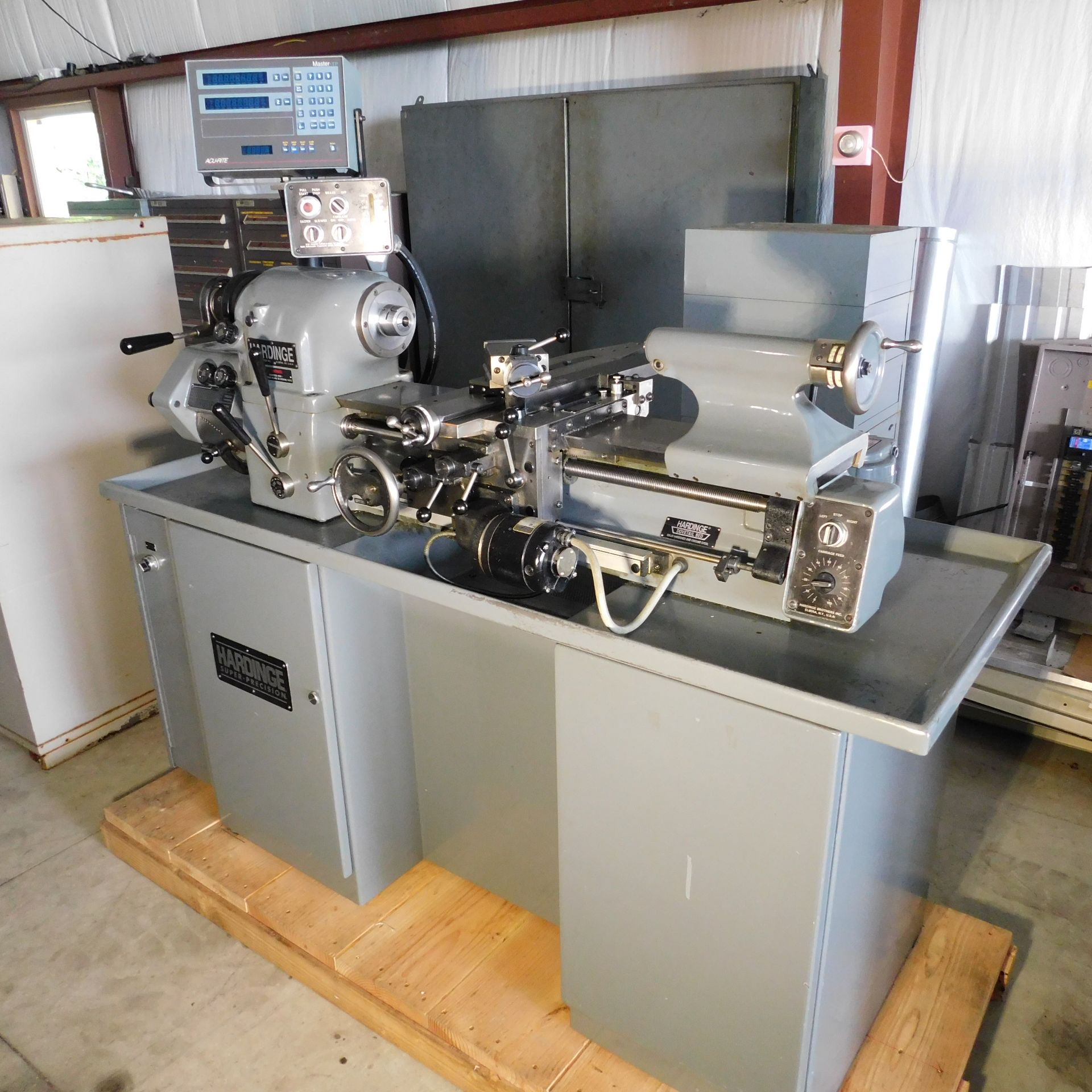 Hardinge HLV-H Precision Tool Room Lathe, s/n HLV-H-211T, 6 3/4" Bed Width, Inch/Metric, Accurite D.