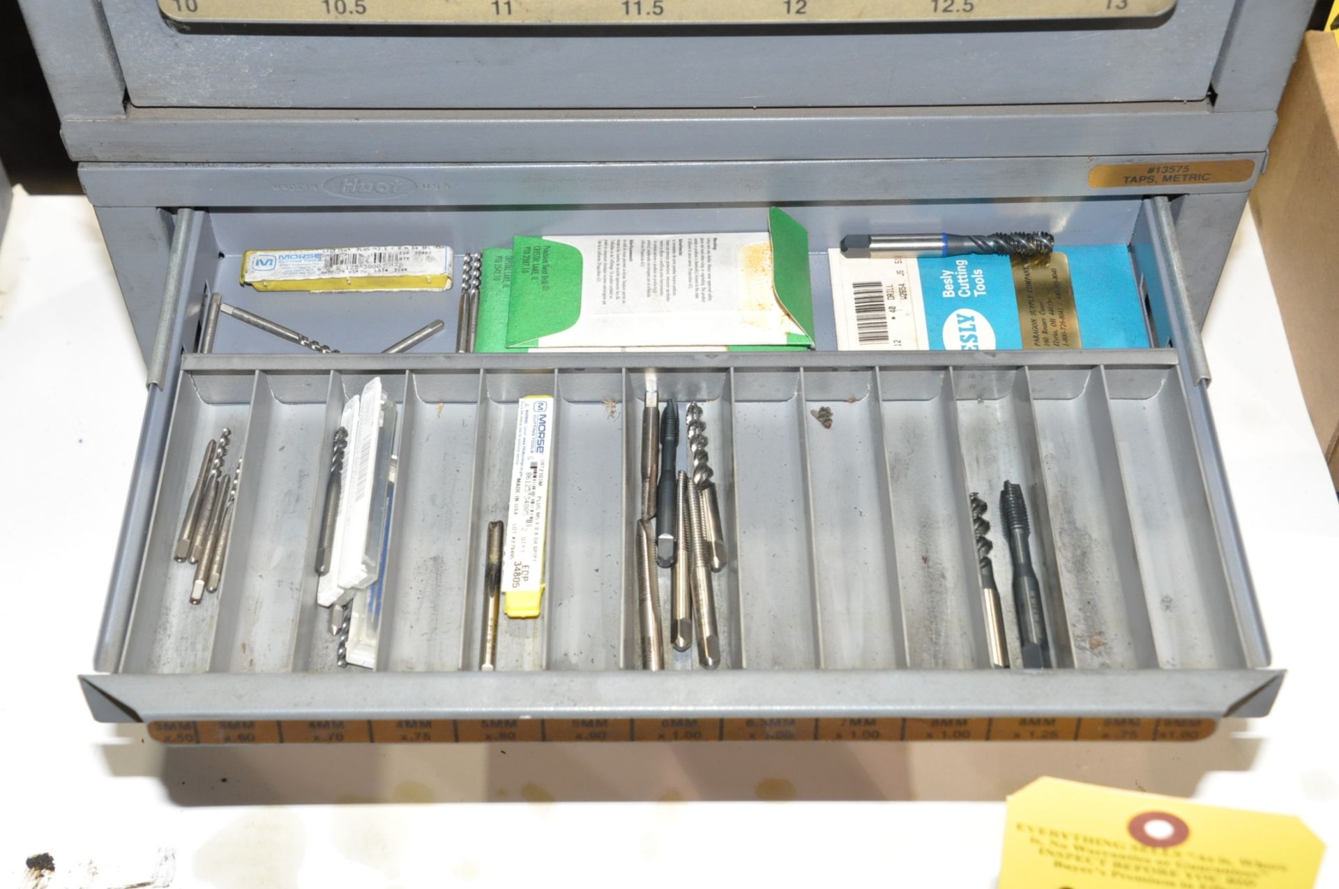 Lot-(2) Small 3-Drawer Huot Drill Index Cabinets with Drills Contents - Image 5 of 7