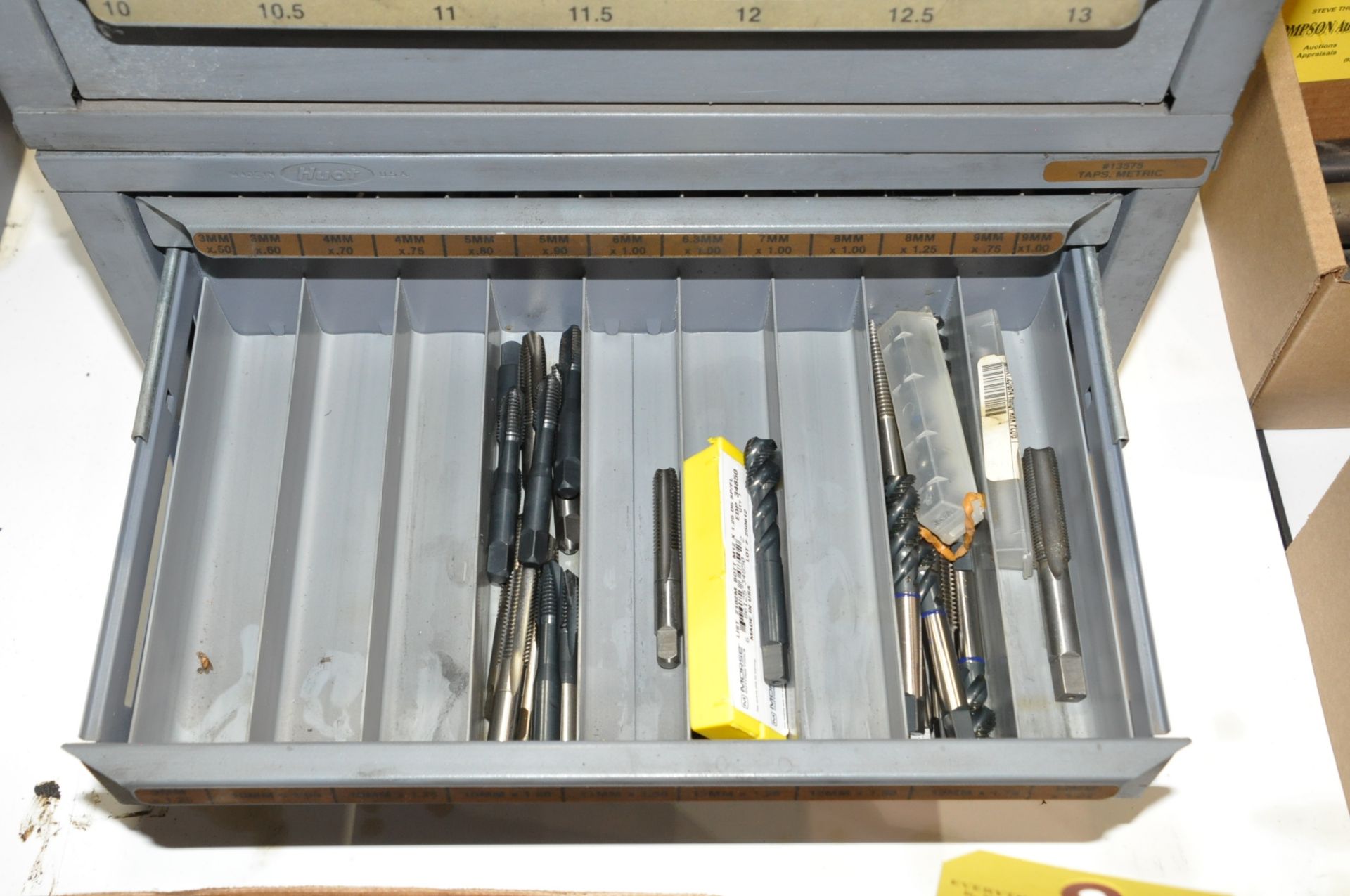 Lot-(2) Small 3-Drawer Huot Drill Index Cabinets with Drills Contents - Image 6 of 7