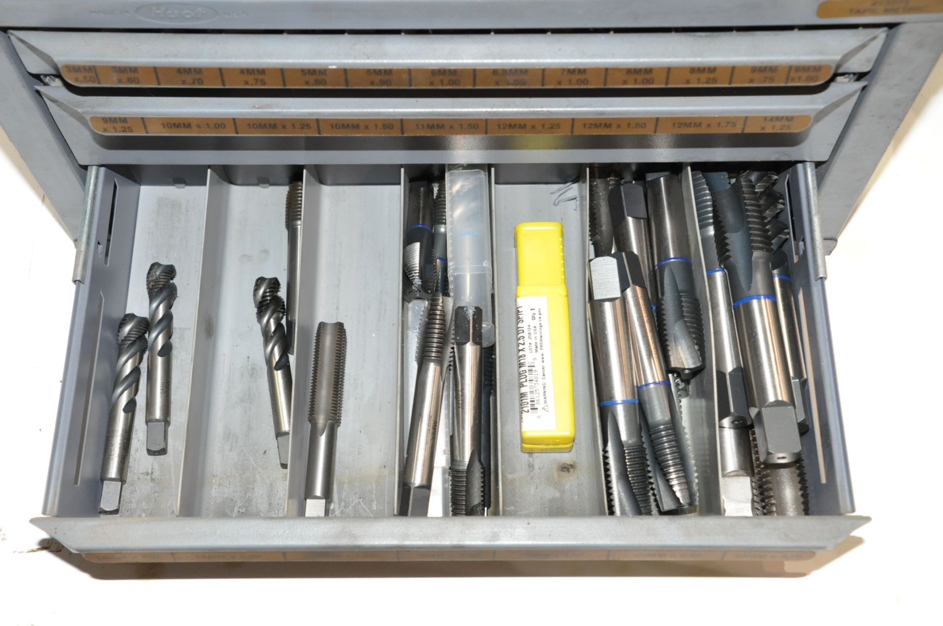 Lot-(2) Small 3-Drawer Huot Drill Index Cabinets with Drills Contents - Image 7 of 7