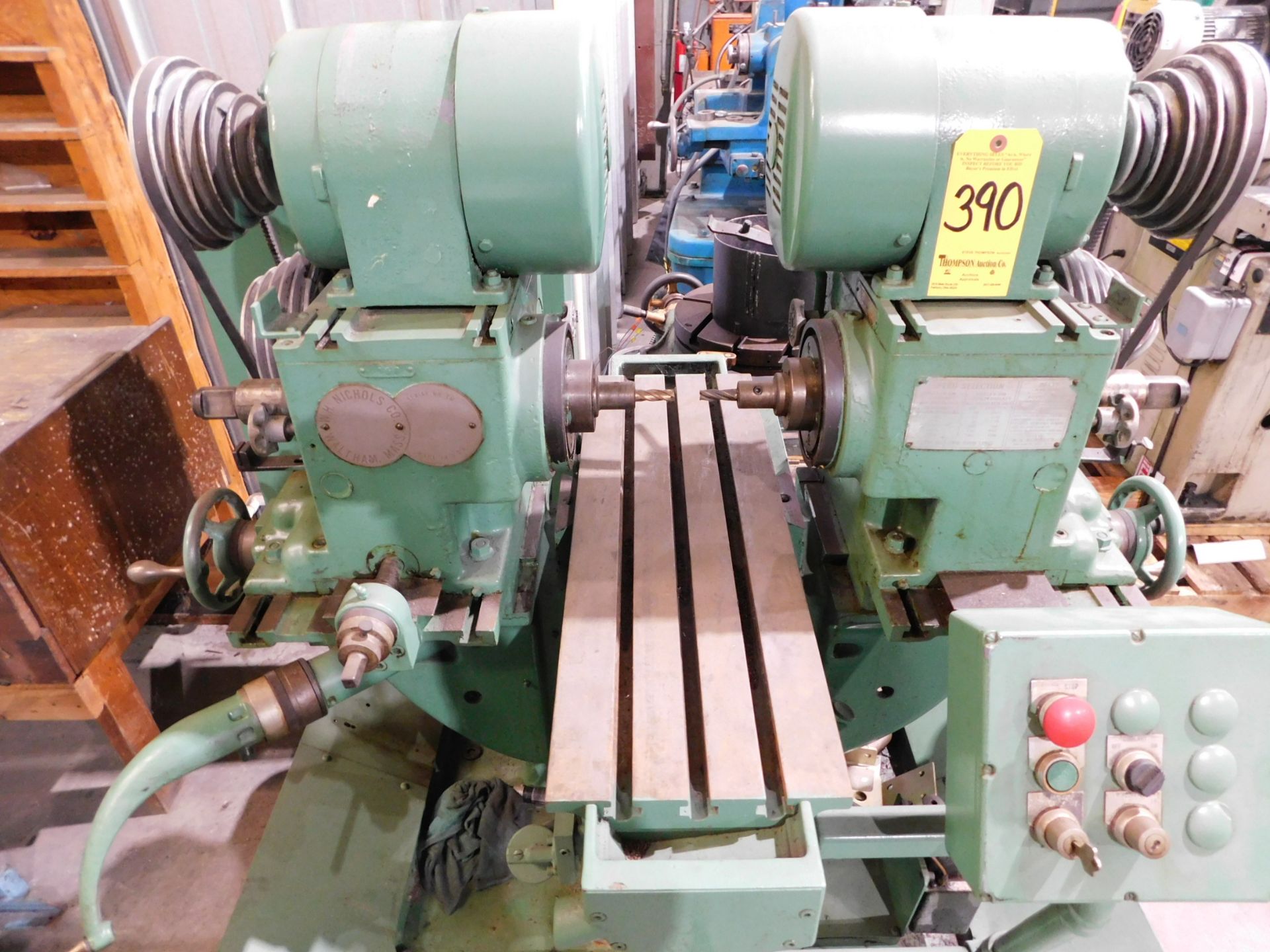Nichols Opposed Head Horizontal Production Mill s/n TM-552, 2 HP Spindle Motors, 10"X30" Table - Image 2 of 6