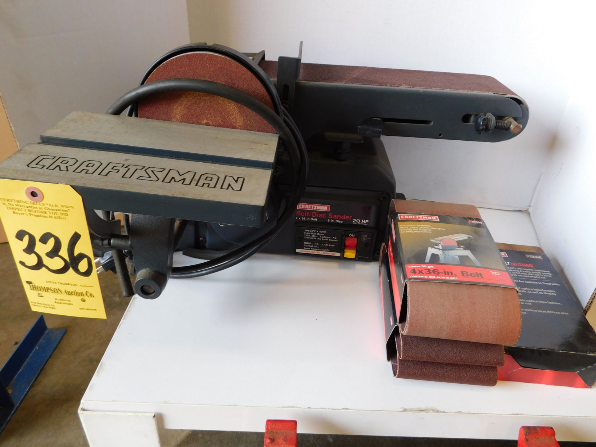 Craftsman 4" Belt/6" Disc Sander w/extra belts