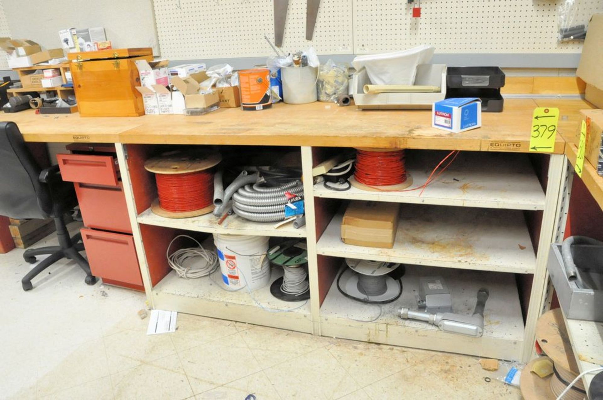 Lot-Desk, Benches, Cabinets and Shelving Units with General Maintenance Contents Along (1) Wall, ( - Image 3 of 3