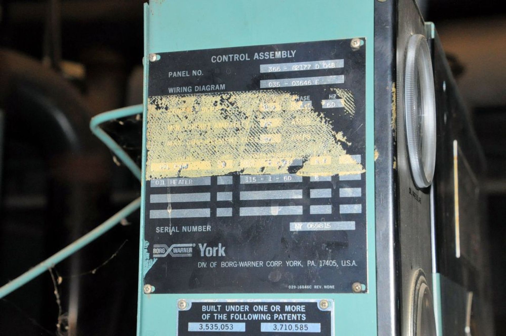 York Chiller #2, Model & S/n N/a, York/Borg Warner Controls, and General Electric 300-Line Starter - Image 7 of 8