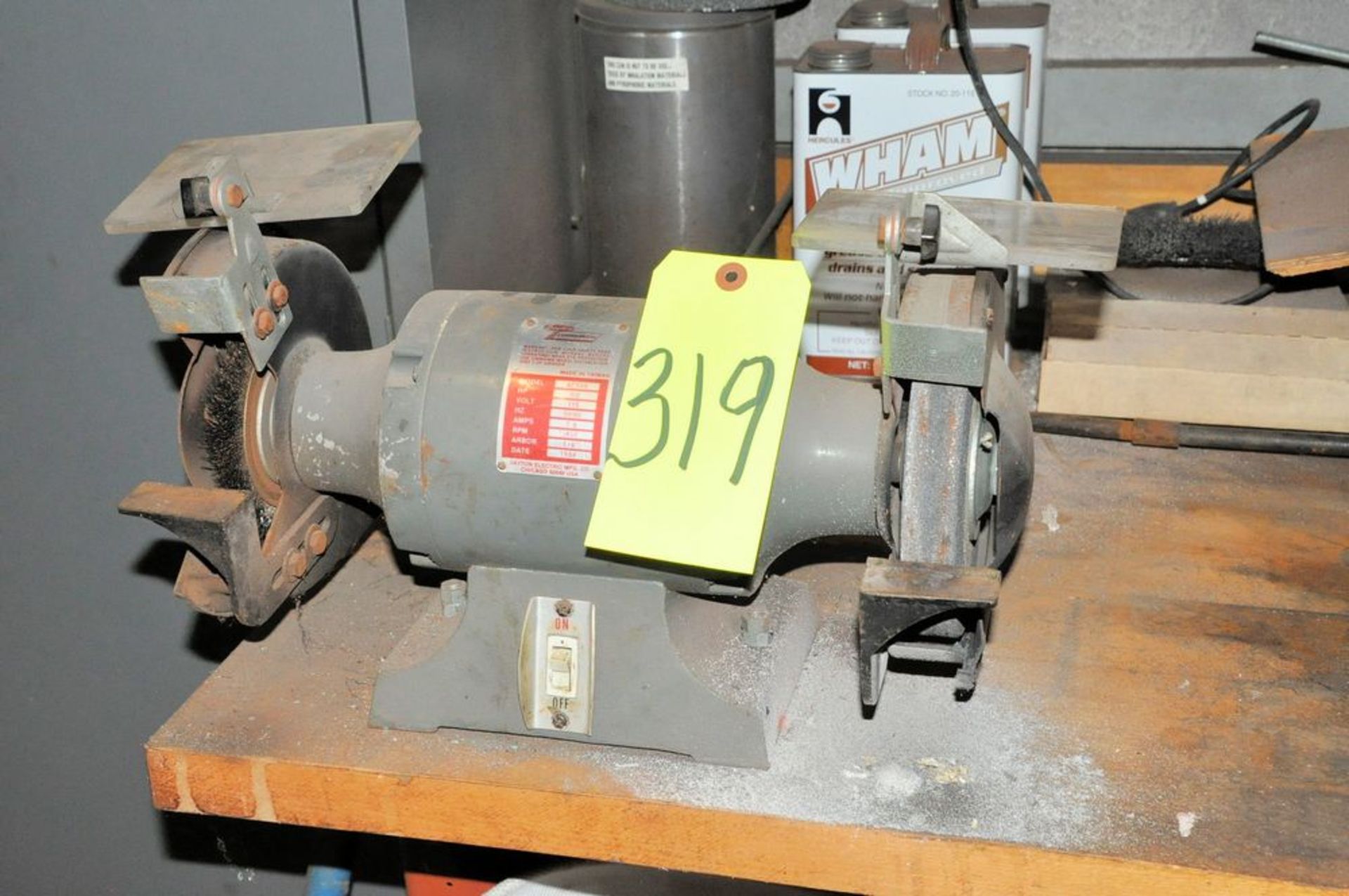 Lot-(1) Work Bench with Misc. Contents, Dayton Model 4Z908 6" x 1/2-HP Double End Bench Top Grinder, - Image 2 of 5