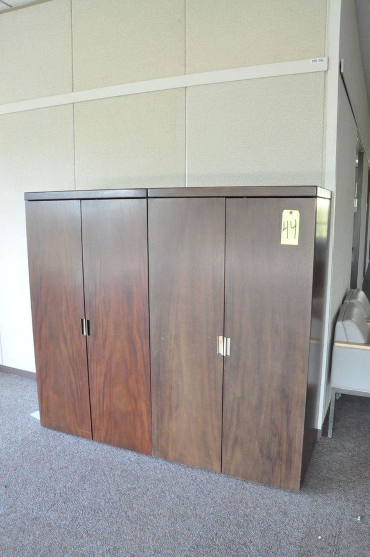 Lot-(4) Arm Chairs, (2) 2-Door Storage Cabinets, (1) Round Table, and Waste Baskets in (1) Group, ( - Image 3 of 6