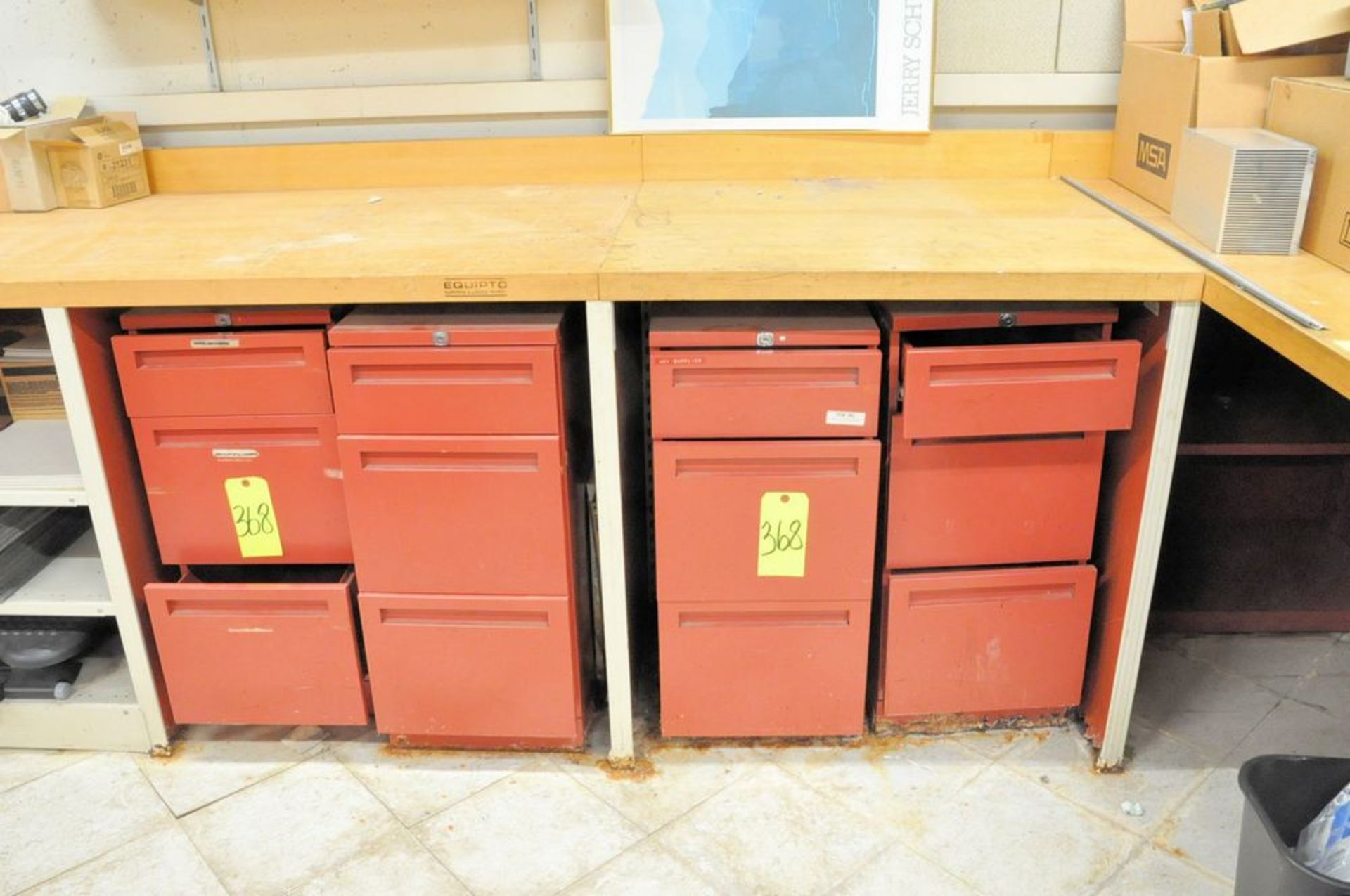 Lot-(4) 3-Drawer Cabinets with (1) Bench Top, (Maintenance Shop), (1st Floor)