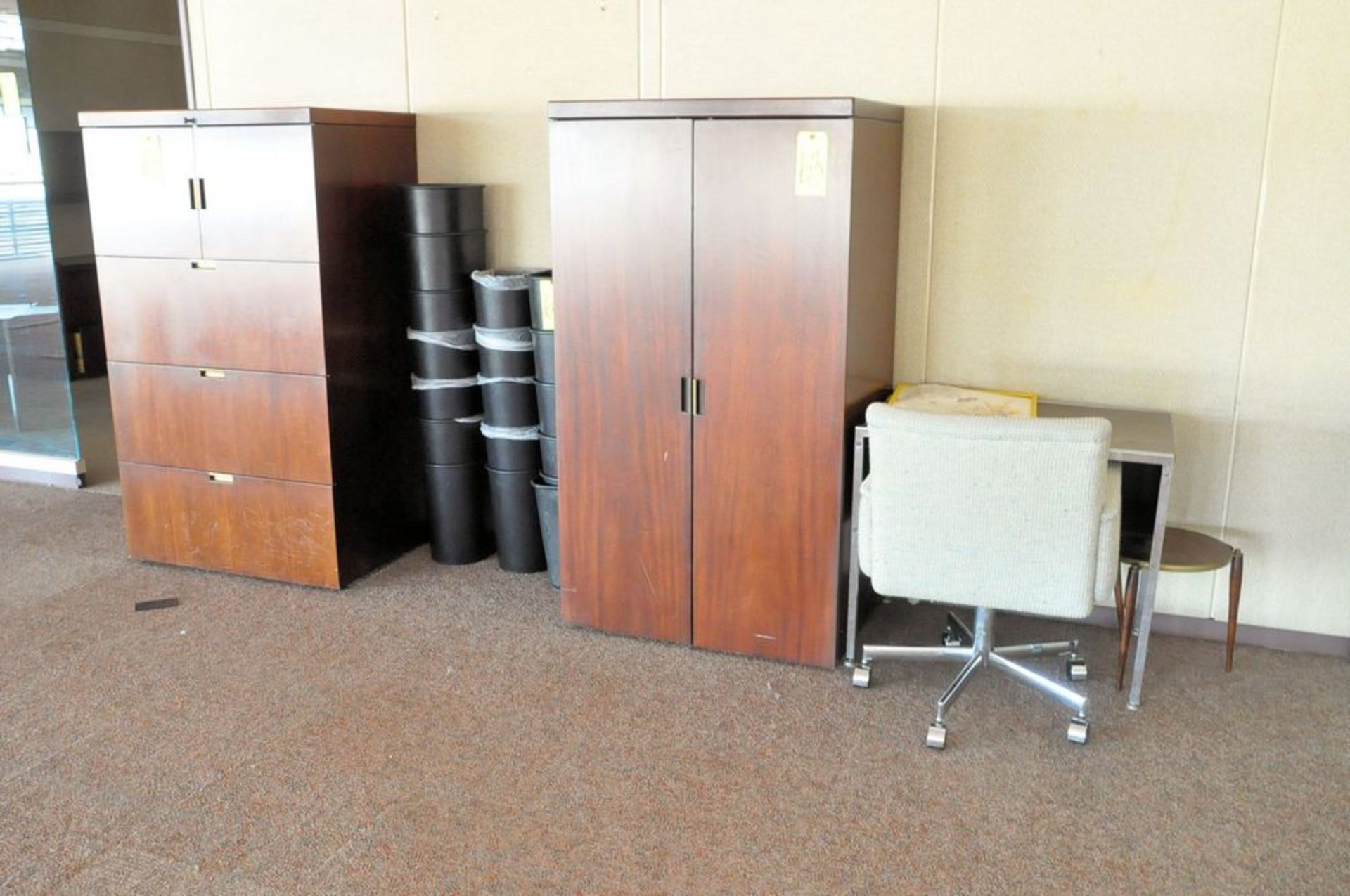 Lot-(1) Modular Partition Desk System with (2) Desks, (1) Overhead Cabinet, (3) Lateral File - Image 10 of 10