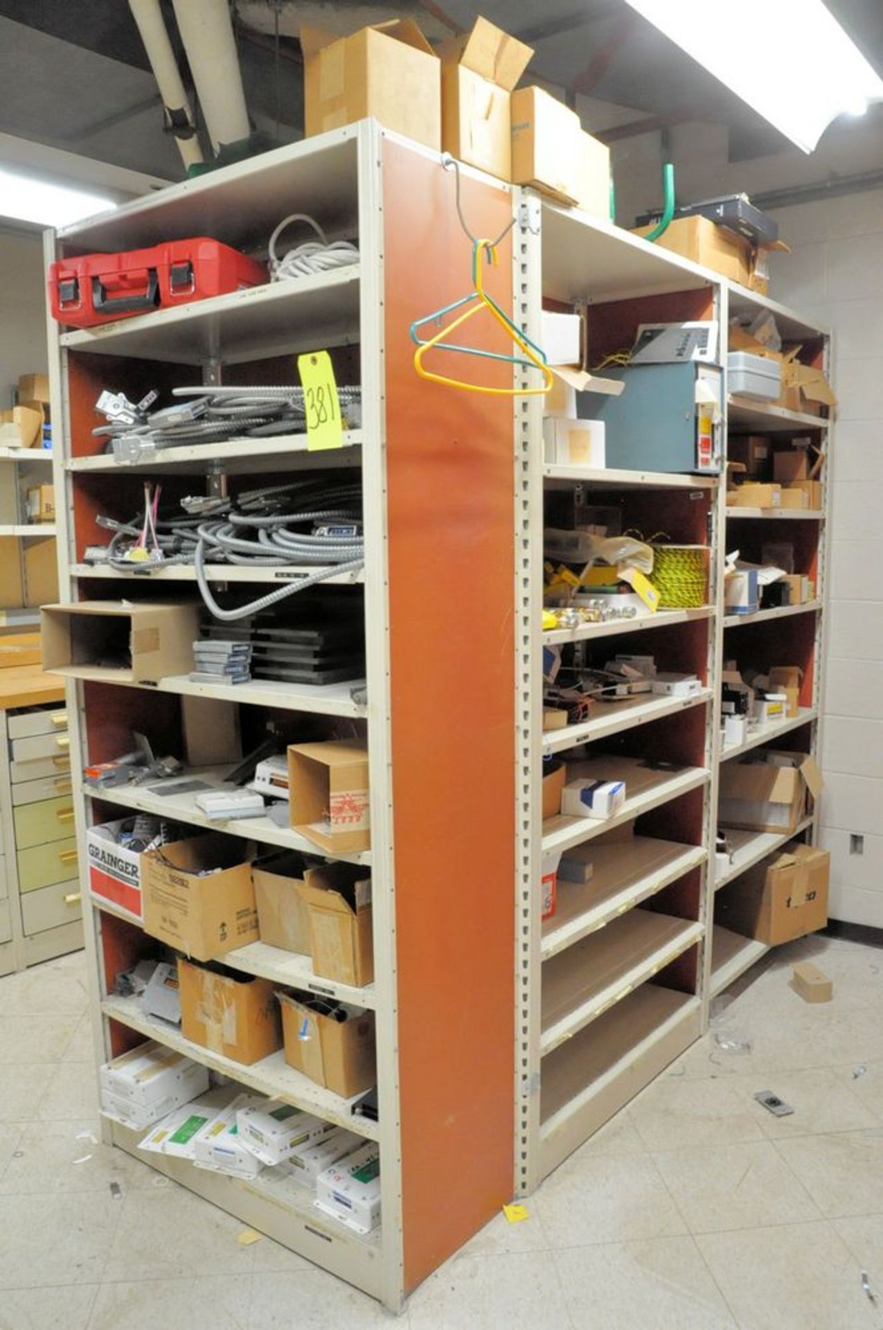 Lot-(5) Sections Shelving with General Maintenance Contents in (1) Group, (Maintenance Shop-