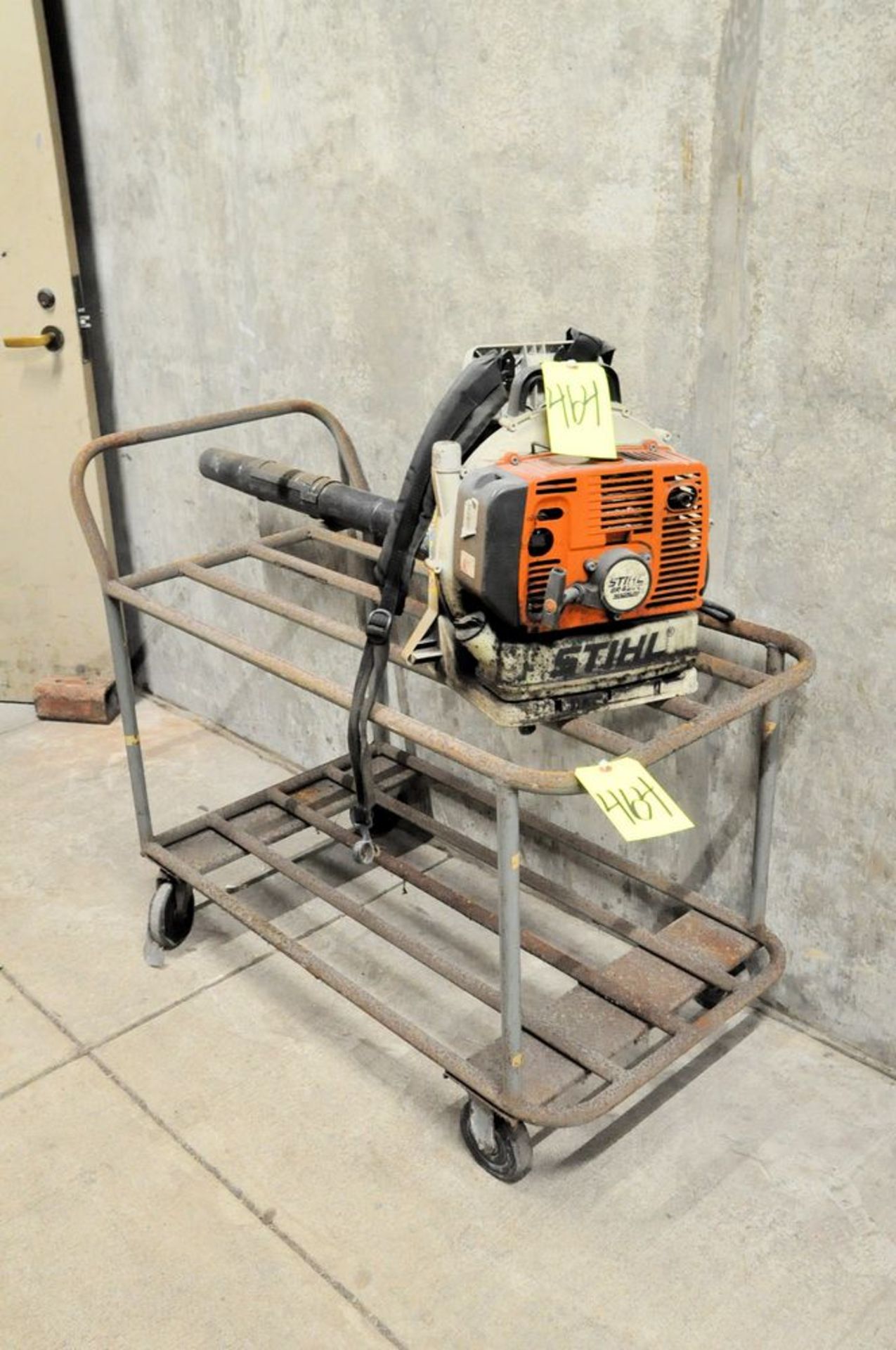 Lot-(1) Stihl Gas Powered Backpack Leaf Blower with Cart, (Maintenance/Boiler Room P217), (P2