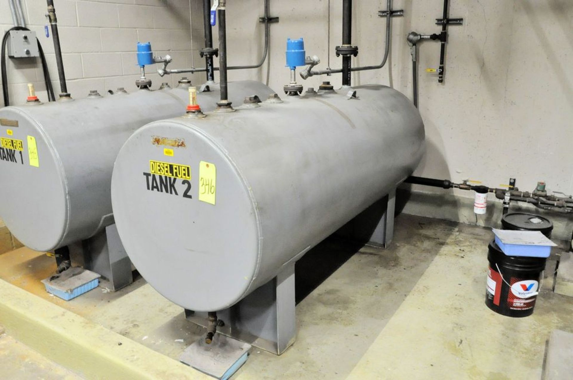 Horizontal Diesel Fuel Tank, Gauge Shows Approximately 1/2-Tank of Fuel, (Loading Docks Generator