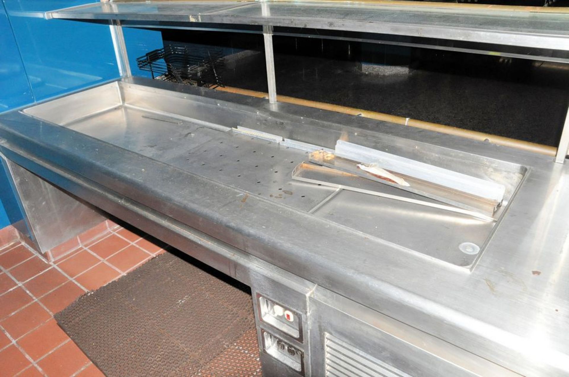 Stainless Steel Cold Sandwich Server Station, 3' x 16', with Overhead Sneeze Guard, (Main Kitchen - Image 3 of 4