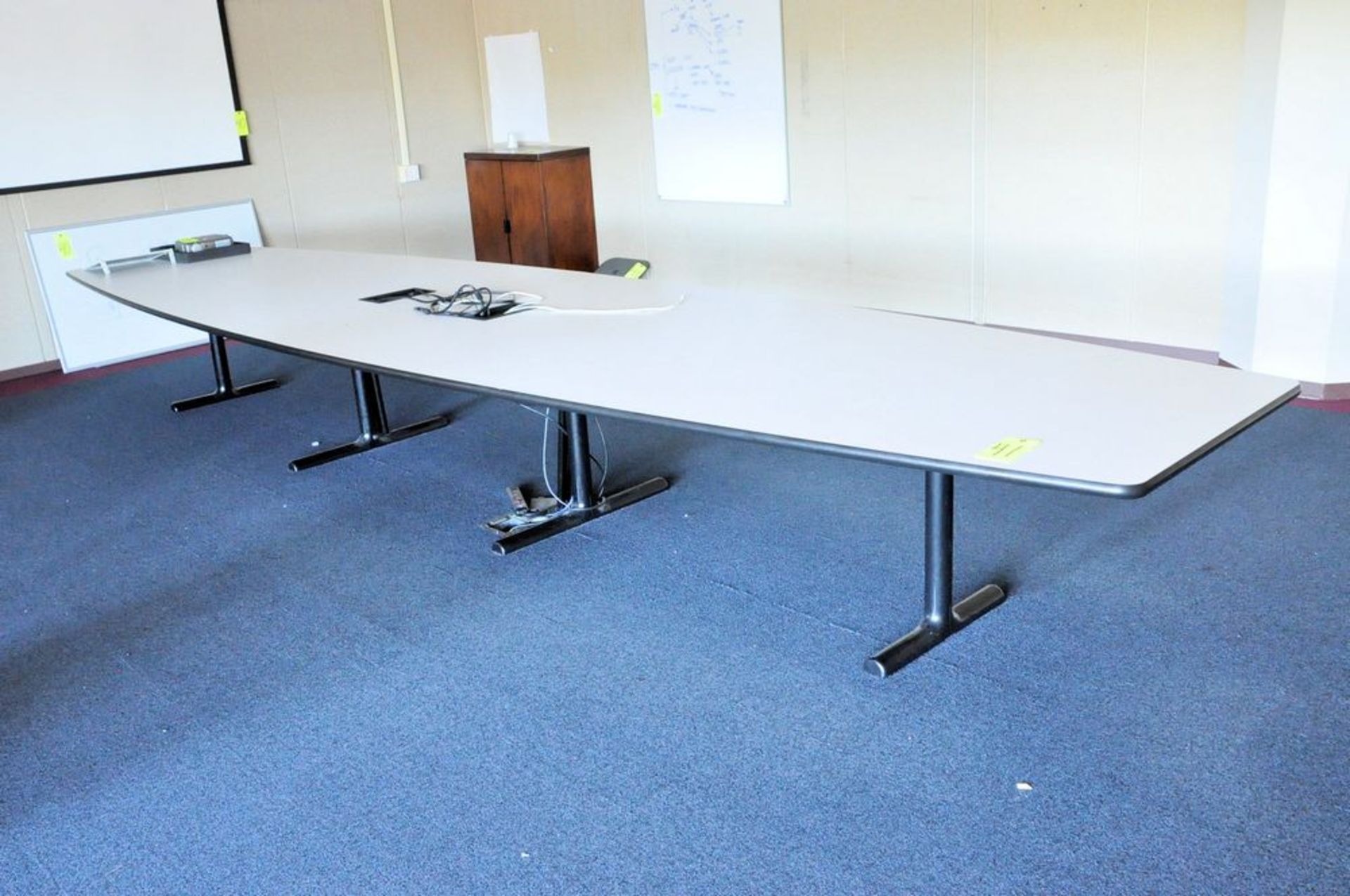 Lot-(1) Conference Table, with (1) 2-Door Storage Cabinet, (1) Foot Rest, and (1) Dry Erase Board in